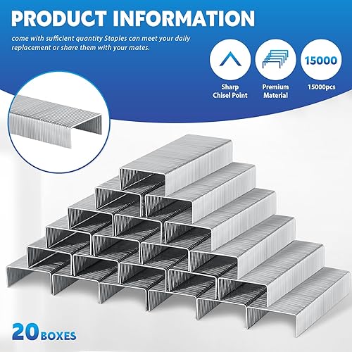 Miniatura 3 de Paquete de 20 mini grapadoras a granel con 15000 grapas de oficina para escritorio, capacidad de 25 hojas, grapadora de escritorio de mano para