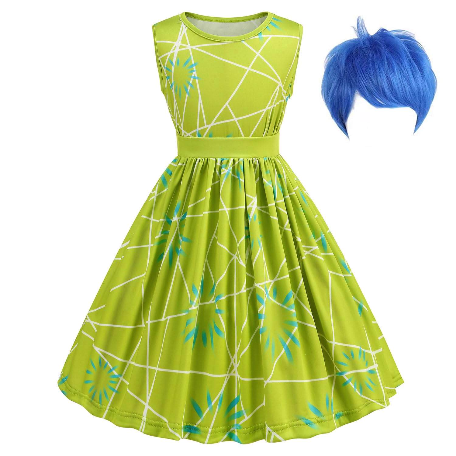 bluaqua Freude Joy Disgust Dress Costume Fancy Dress for Children Girls Size 2-10 Years (Joy, 110)