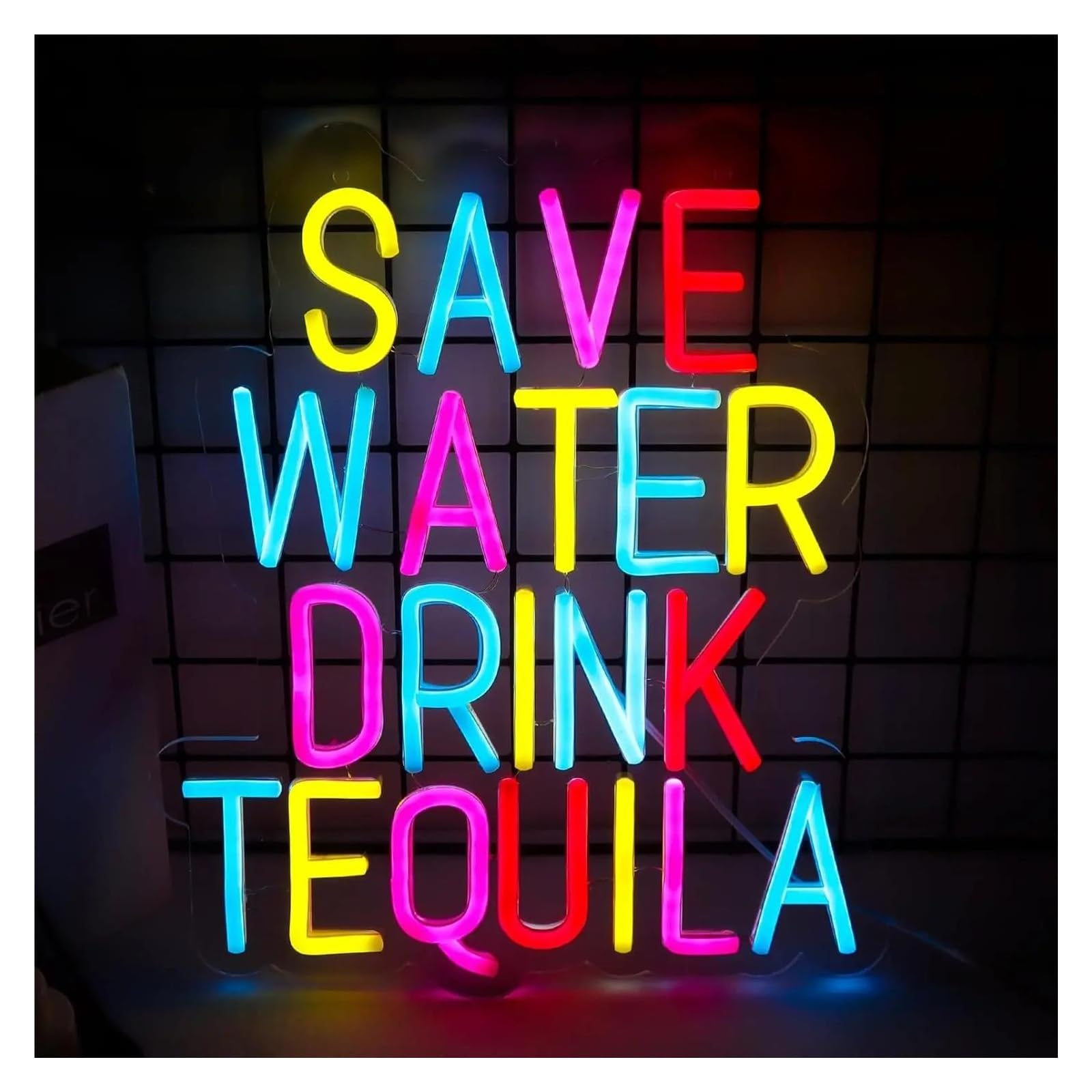 RONGCH Hanging Art Neon Signs Save Water Drink Tequila Neon Sign Dimmable LED Light for Home Beer Bar Man Cave Pub Restaurant Bistro Club Party Decor 42cmx36cm