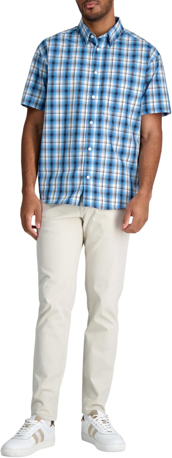 Haggar Mens Men's Short Sleeve Performance Button-Down Patterned Shirt (Regular and Big and Tall) - Image 3