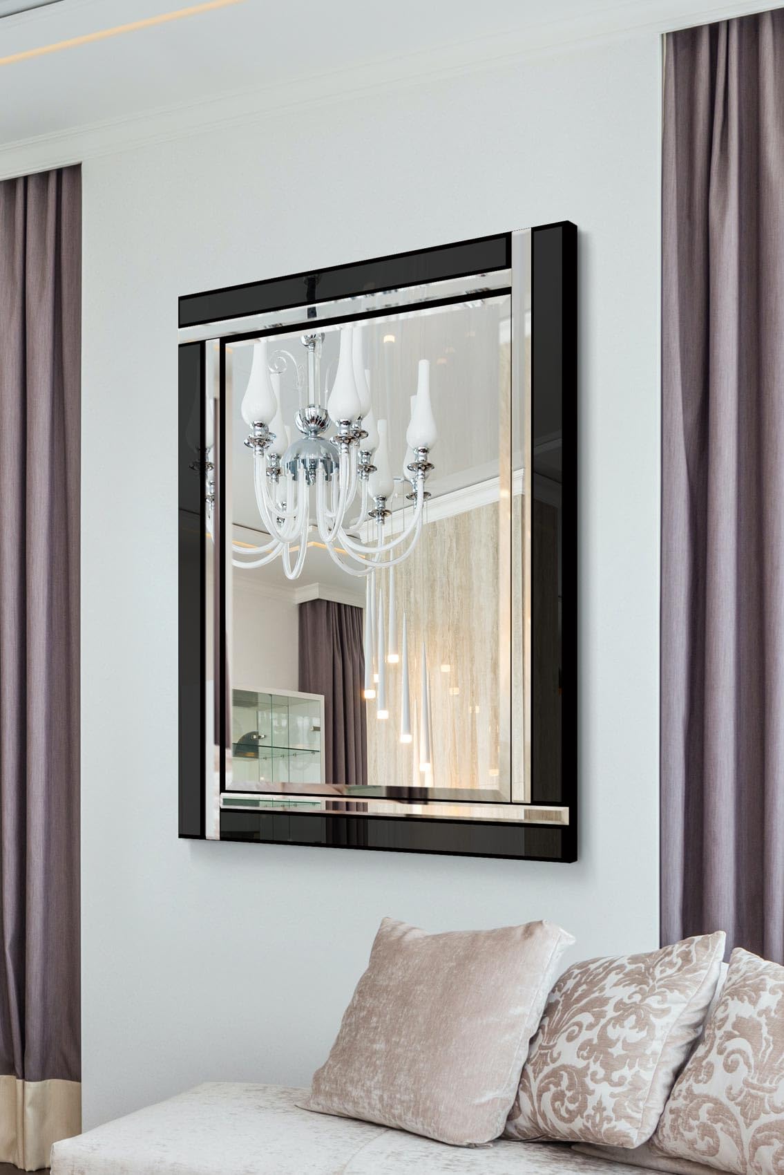 Mirroroutlet Aston Black Double Bevelled All Glass Mirror 70 X 100Cm from B&Q