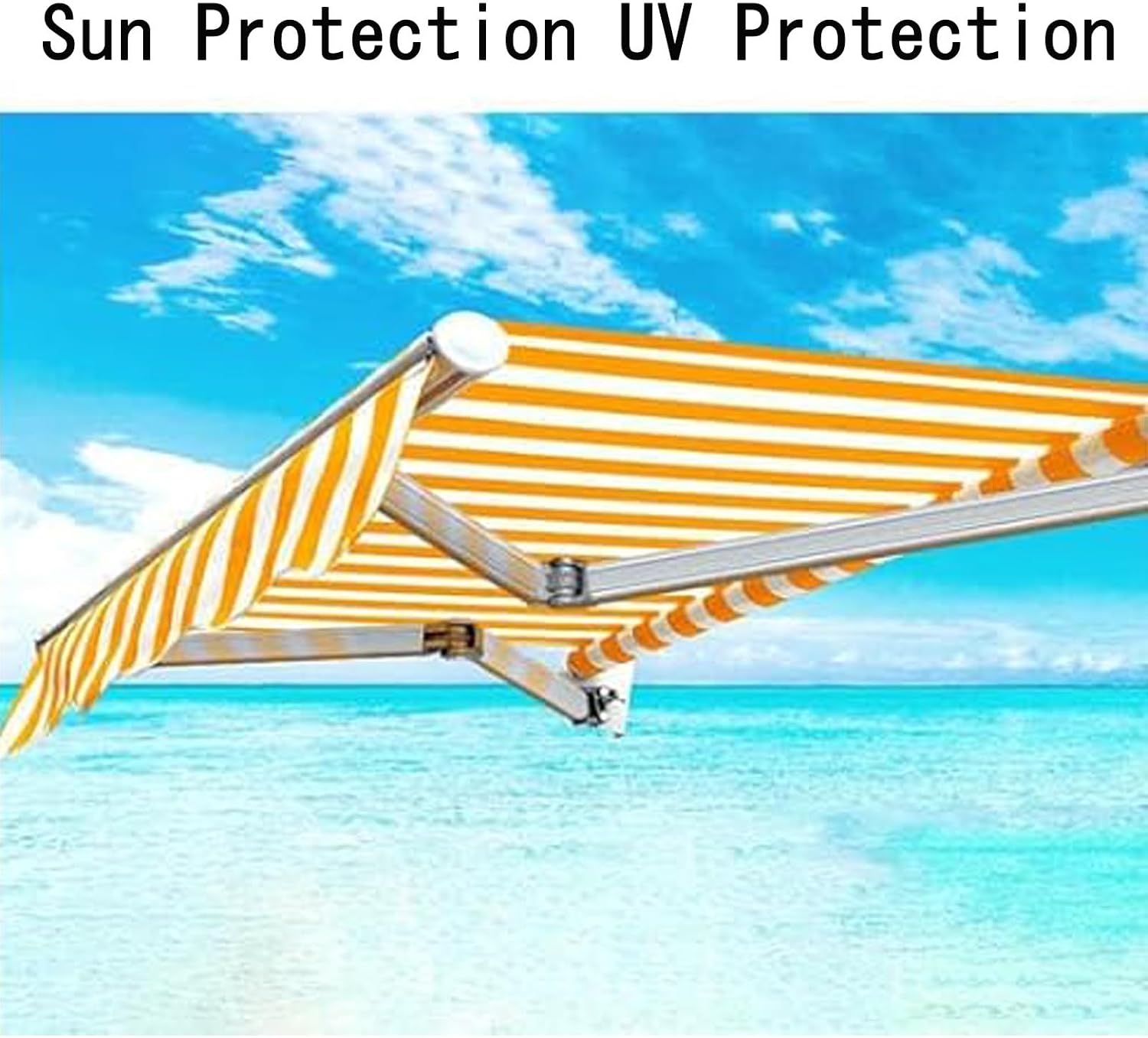 Retractable Awning Patio Sun Shade Shelter Replacement Fabric Top Cover (Fabric Only) Waterproof Polyester Cloth Replacement Retractable Awning Fabric For Outdoor Windows Doors(2x1.5m(6.6x5ft))