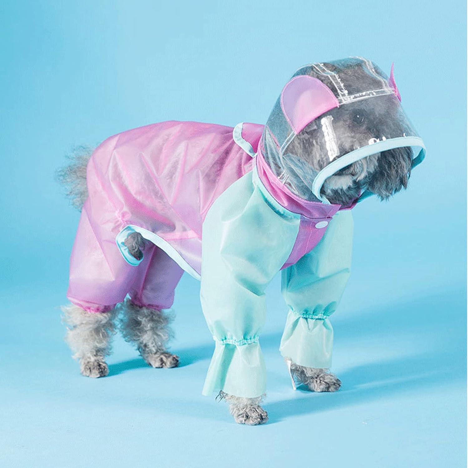 Dog Raincoat Hooded Breathable Waterproof Dog Jumpsuit Raincoat with Transparent Brim Full Body Rain Poncho Jacket Rainwear for Small Dogs