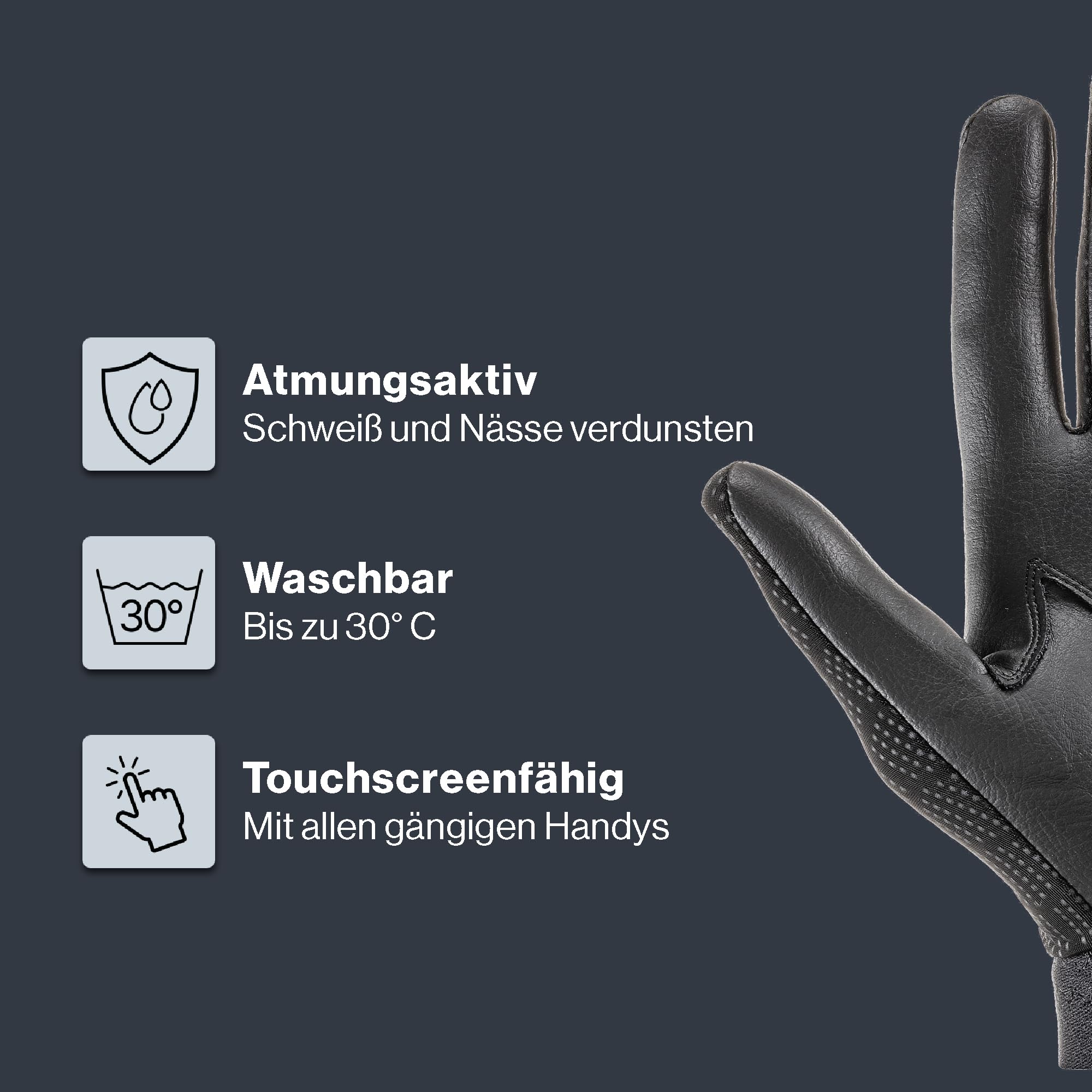 ceravent - Flexibler, optimal belüfteter Reithandschuh für Damen und Herren - exzellenter Grip & strapazierfähig - touchscreenfähig