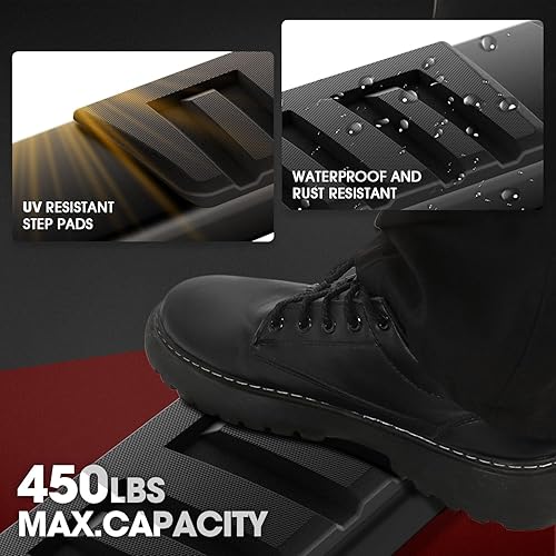 Vista 19 de DNA Motoring Estribos de 5 pulgadas compatibles con Silverado 1500 07-18, Silverado/Sierra 2500-3500HD 07-19 cabina estándar, barras Nerf de acero