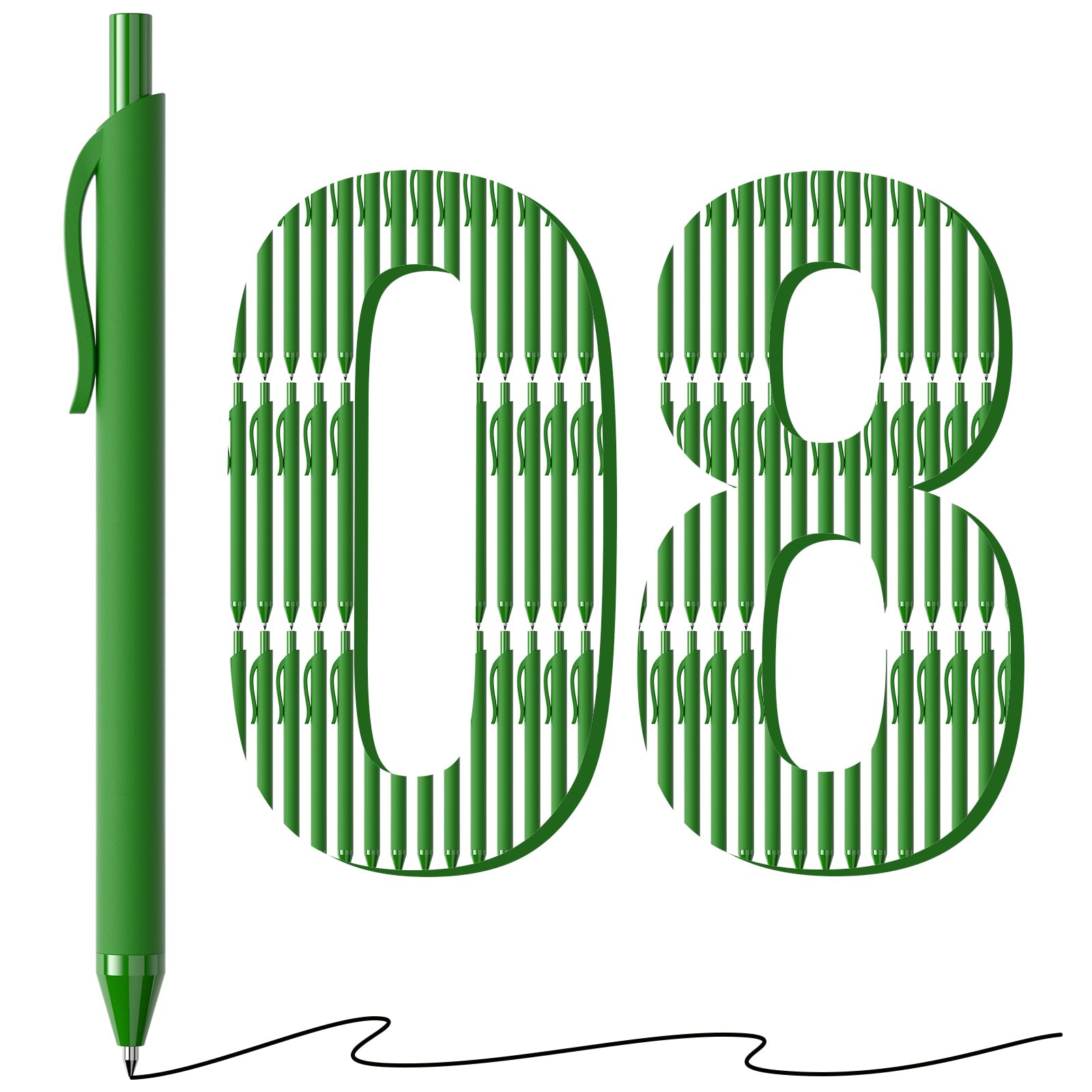 Photo 1 of InkSlick 108 Pack Black Pens - Bulk Pens 1.0mm Medium Point Ballpoint Pens Smooth Writing No Bleed Retractable Black Ink Pen (Green)