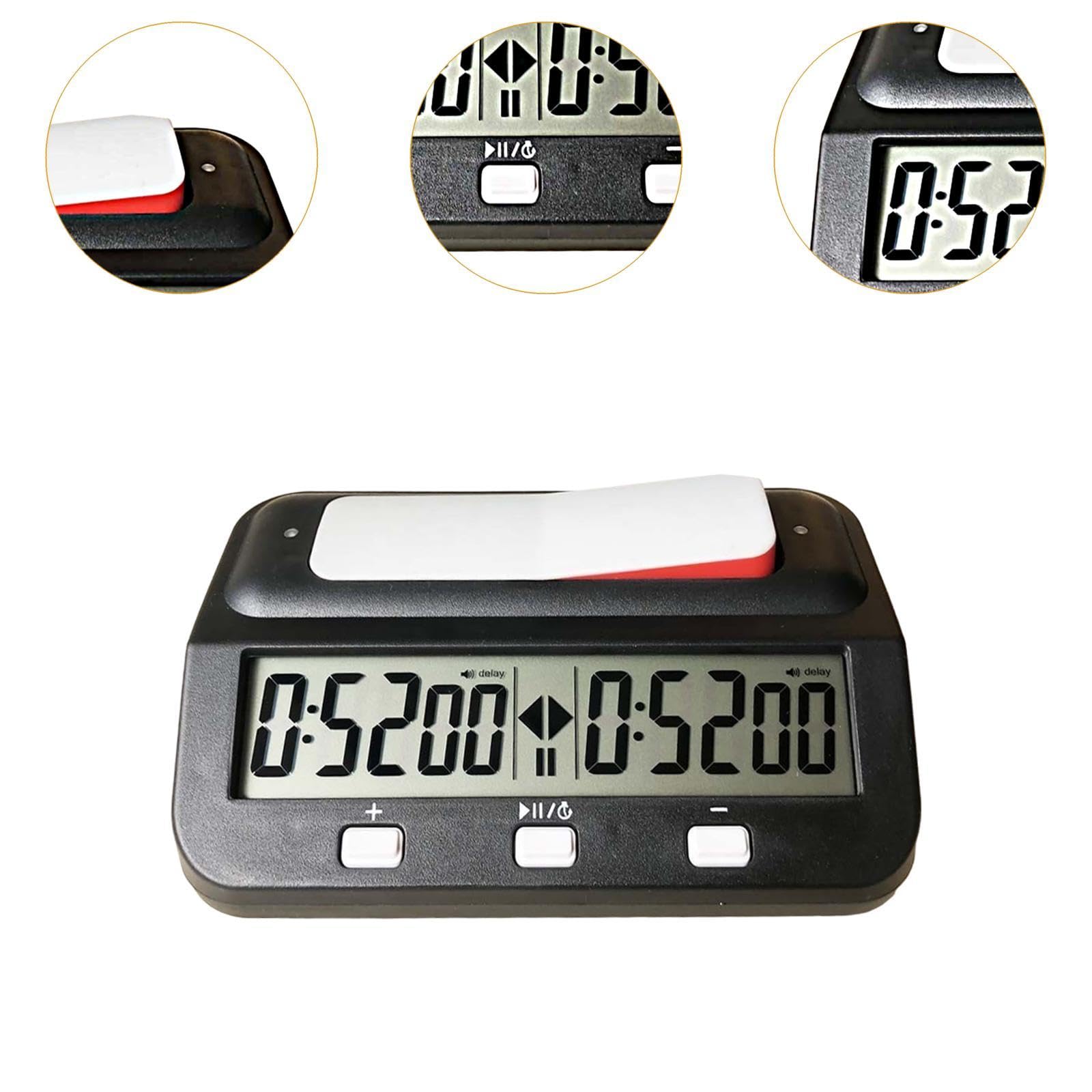 Orologio Digitale Scacchi Timer Gioco Professionale Portatile Display Funzione Allarme Memoria Materiale PP Adatto a Competizioni Regali Allenamento, Nero