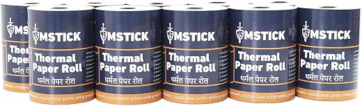 MSTICK Premium Thermal Receipt Paper Rolls – 80mm (3 Inch) x 50 Meter – POS Billing Paper – Pack of 10 Rolls