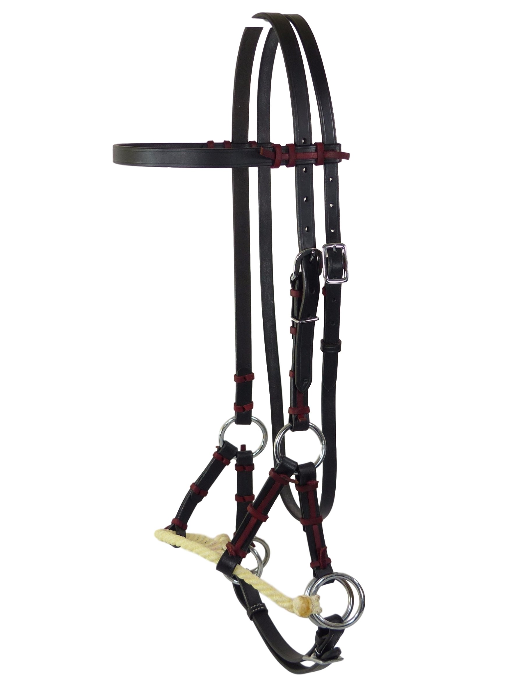 Bride side-pull - avec muserolle en corde simple - noir