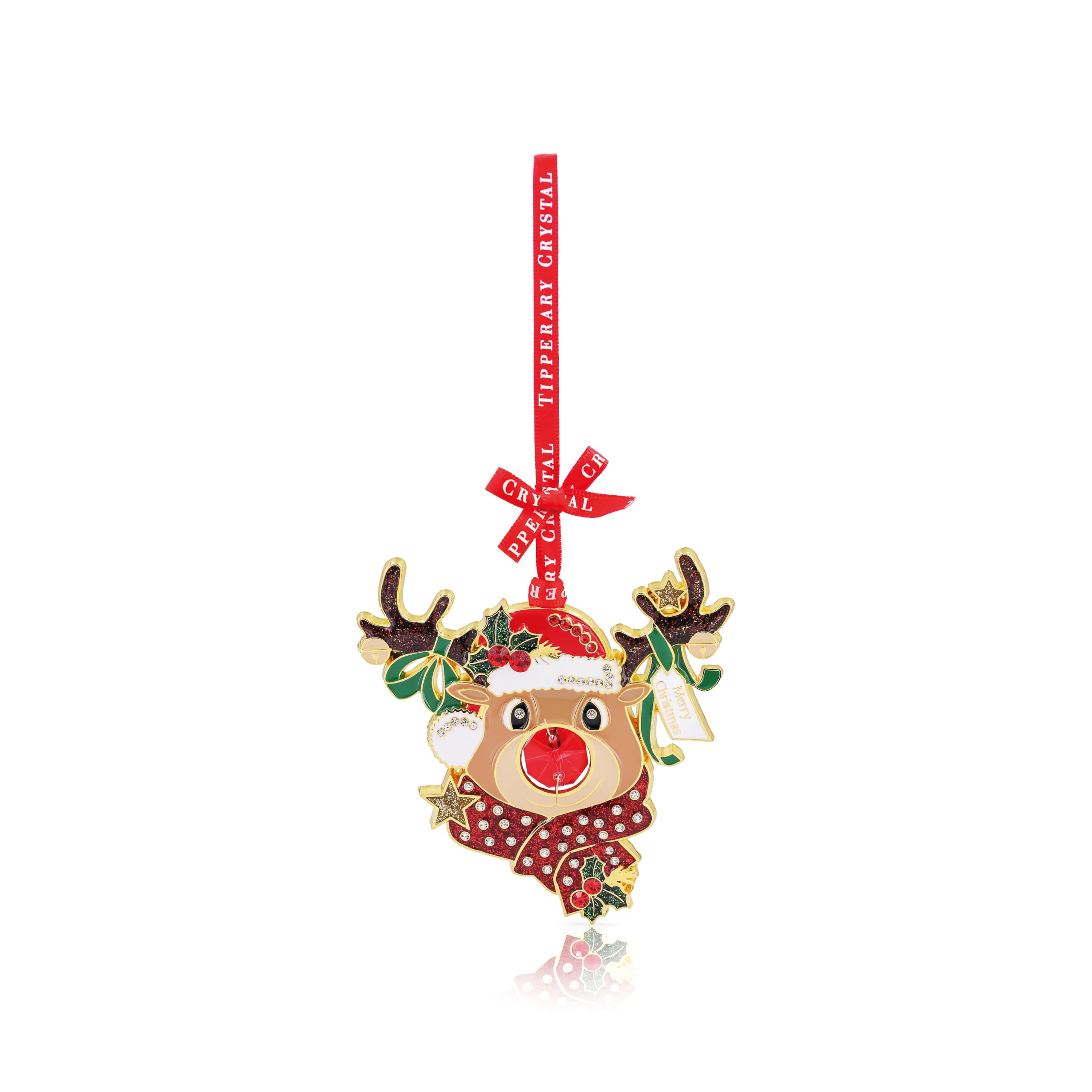 Tipperary Crystal Rudolph Gem Christmas Tree Decoration, Luxury Hanging Ornament – Perfect For Holiday Décor & Gifting, Decoration