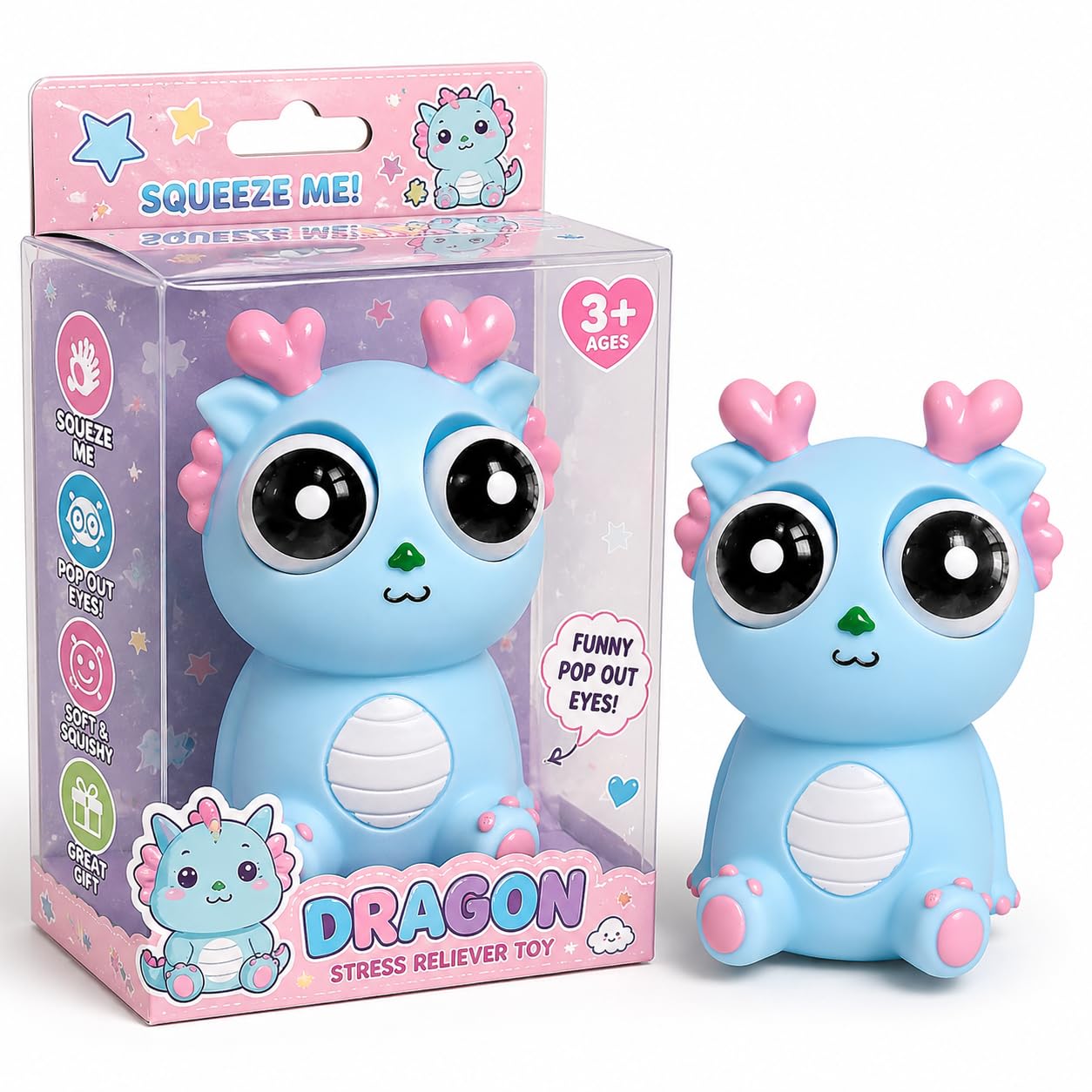 Squeeze Stress Reliever Dragon with Pop Out Funny Eyes – Soft Squishy Fidget for Kids & Adults | Eye Burst Sensory Squeeze | Birthday Party Favors, Return Gifts & Desk Accessory-image-3