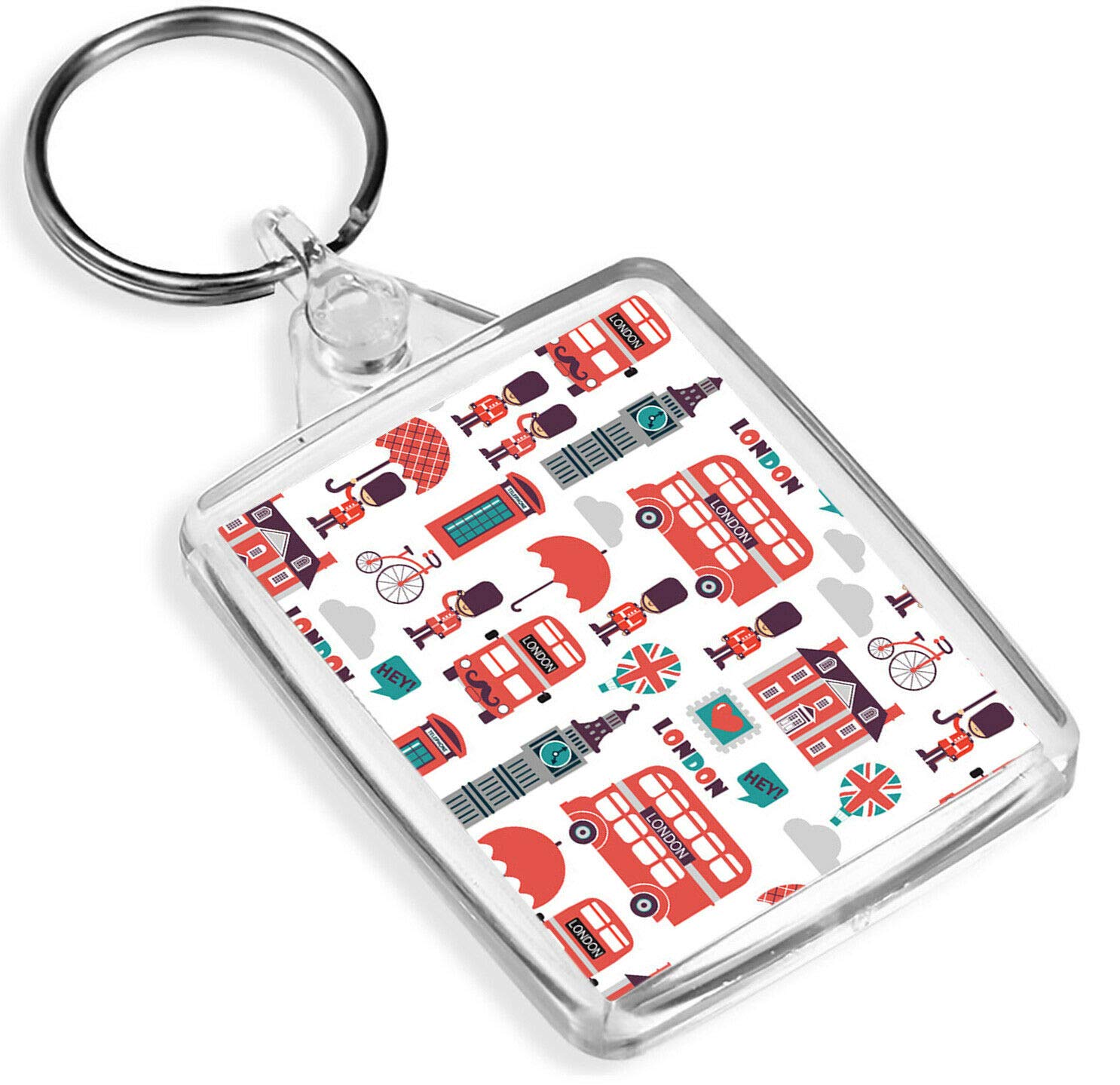 London Attractions Keyring - IP02 - Red Bus Big Ben Britain England #14506
