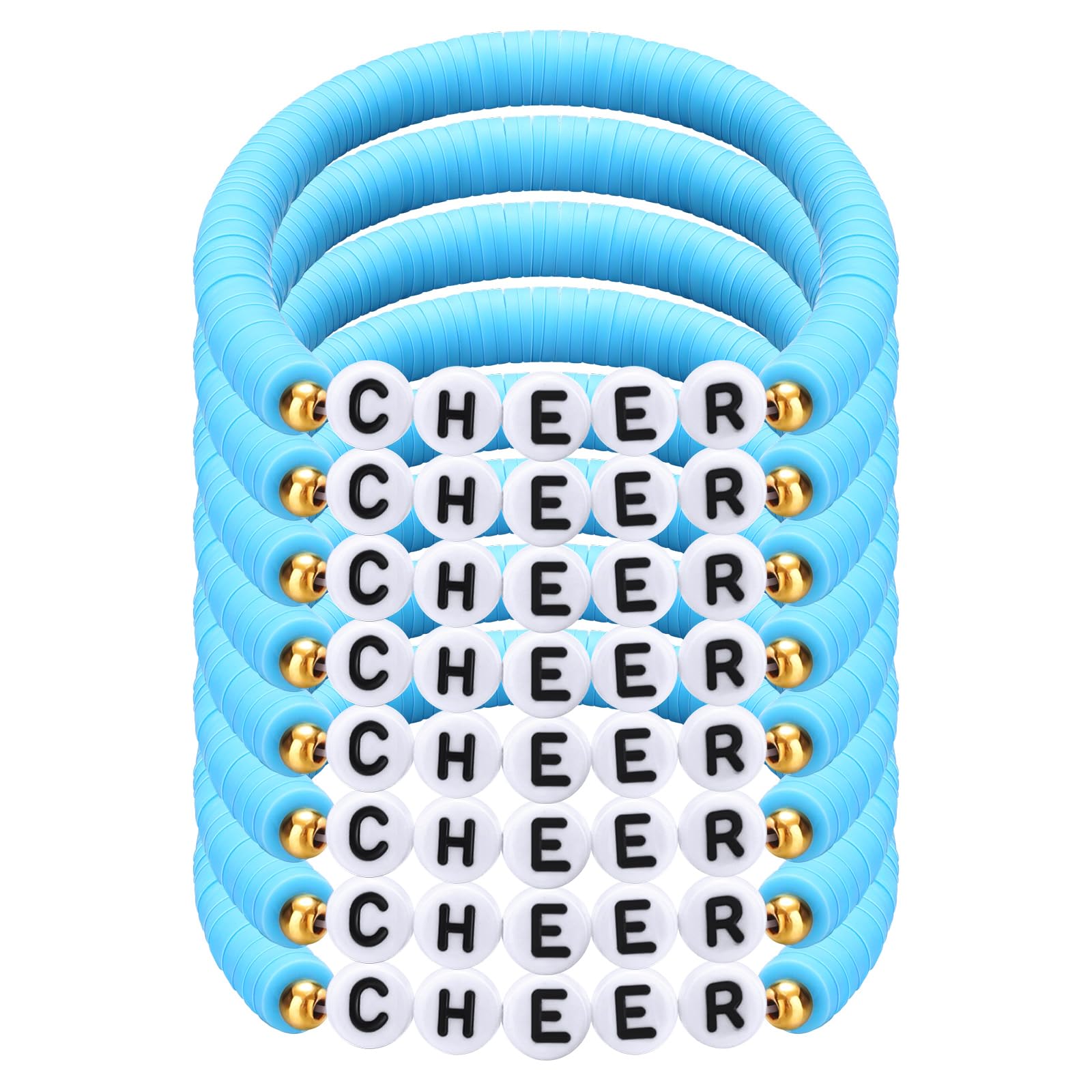 Landical24 Pcs Cheerleader Gifts Stackable Clay Bead Cheer Bracelets Y2k  Heishi Surfer Friendship Bracelets for Girls