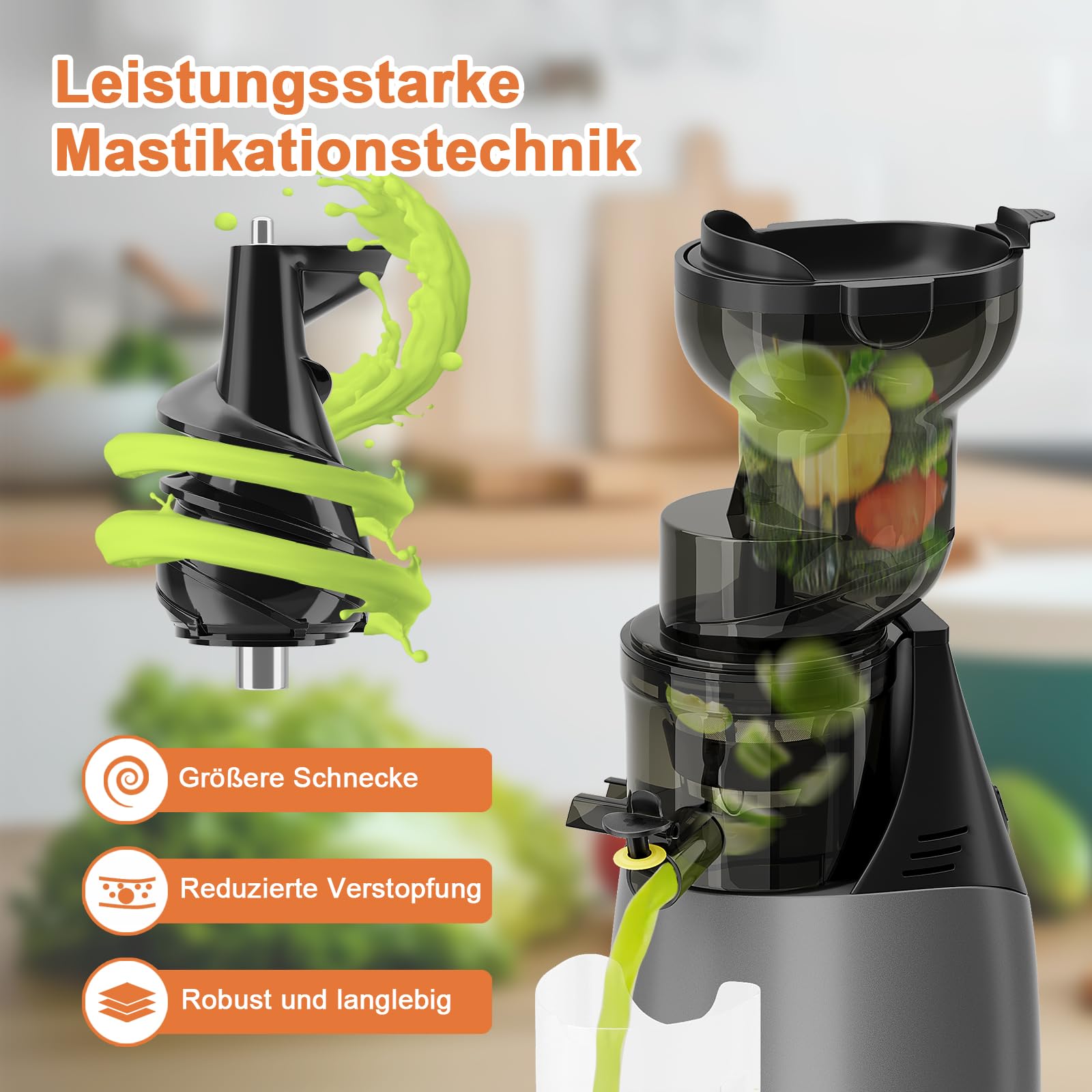 HOMELUX Extracteur de Jus 150 W, Rendement de jus élevé - Sans BPA