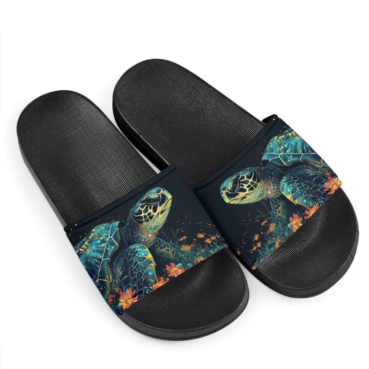 Howilath Novelty Animals Pattern Women's Slide Sandals, Casual Soft Sole Open Toe Non-Slip Single Band Slide Sandals