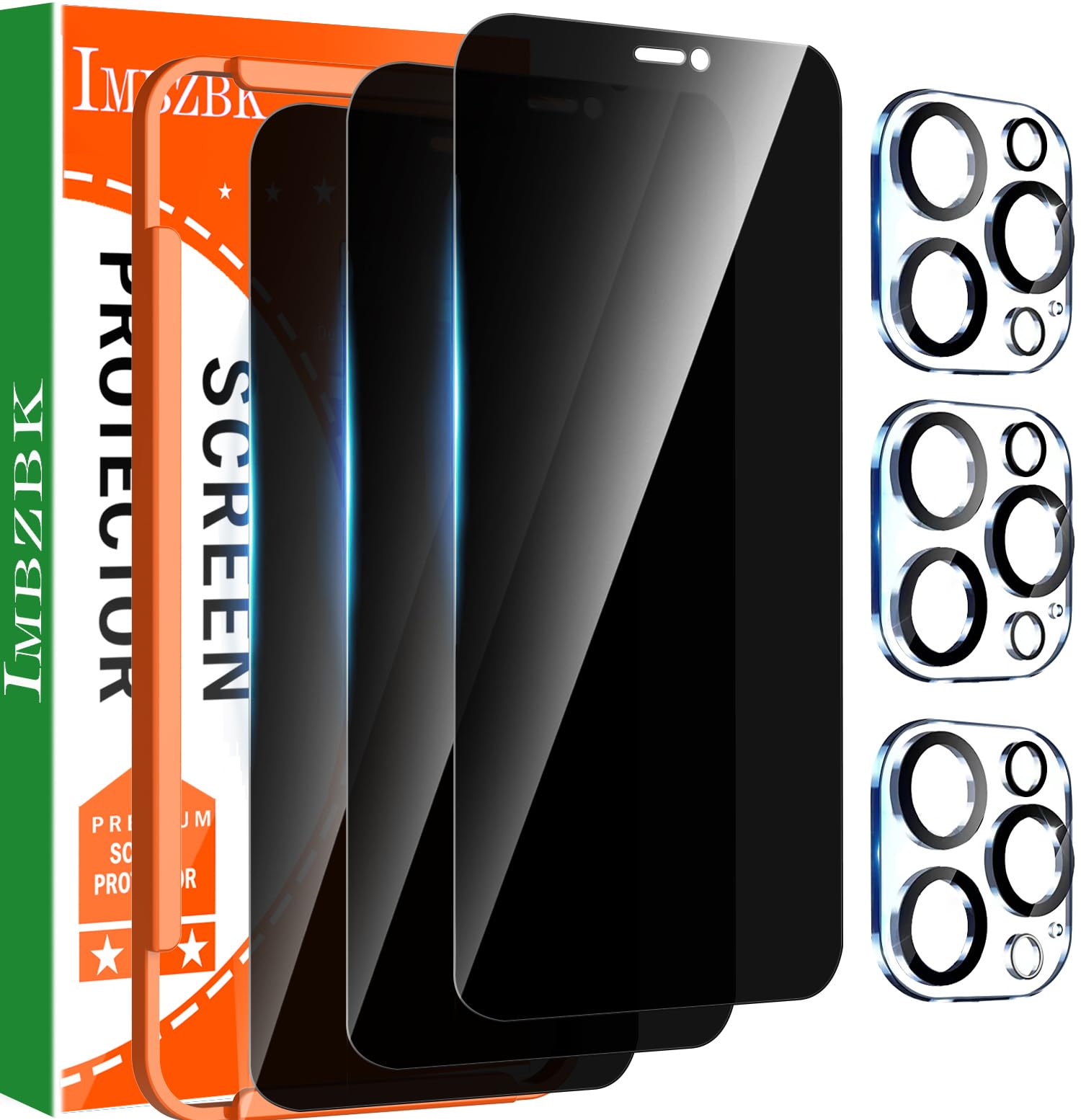 IMBZBK4 Pack Privacy Screen AACC for Pro Tempered Glass with 4 Pack Camera Lens Protector, Accessories 9H Anti Spy for PPP AAA Pro, 2.5D Curved, Case Friendly, PR4