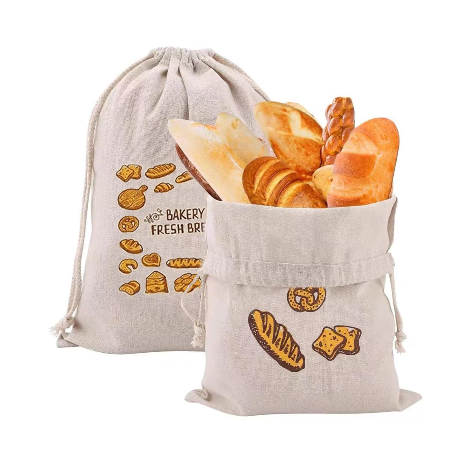 JCUGSBS Borsa Per Il Pane In Lino Biologico Extra Large | 2 X Sacchetti Riutilizzabili | Per La Conservazione Degli Alimenti | 31 X 38 Cm