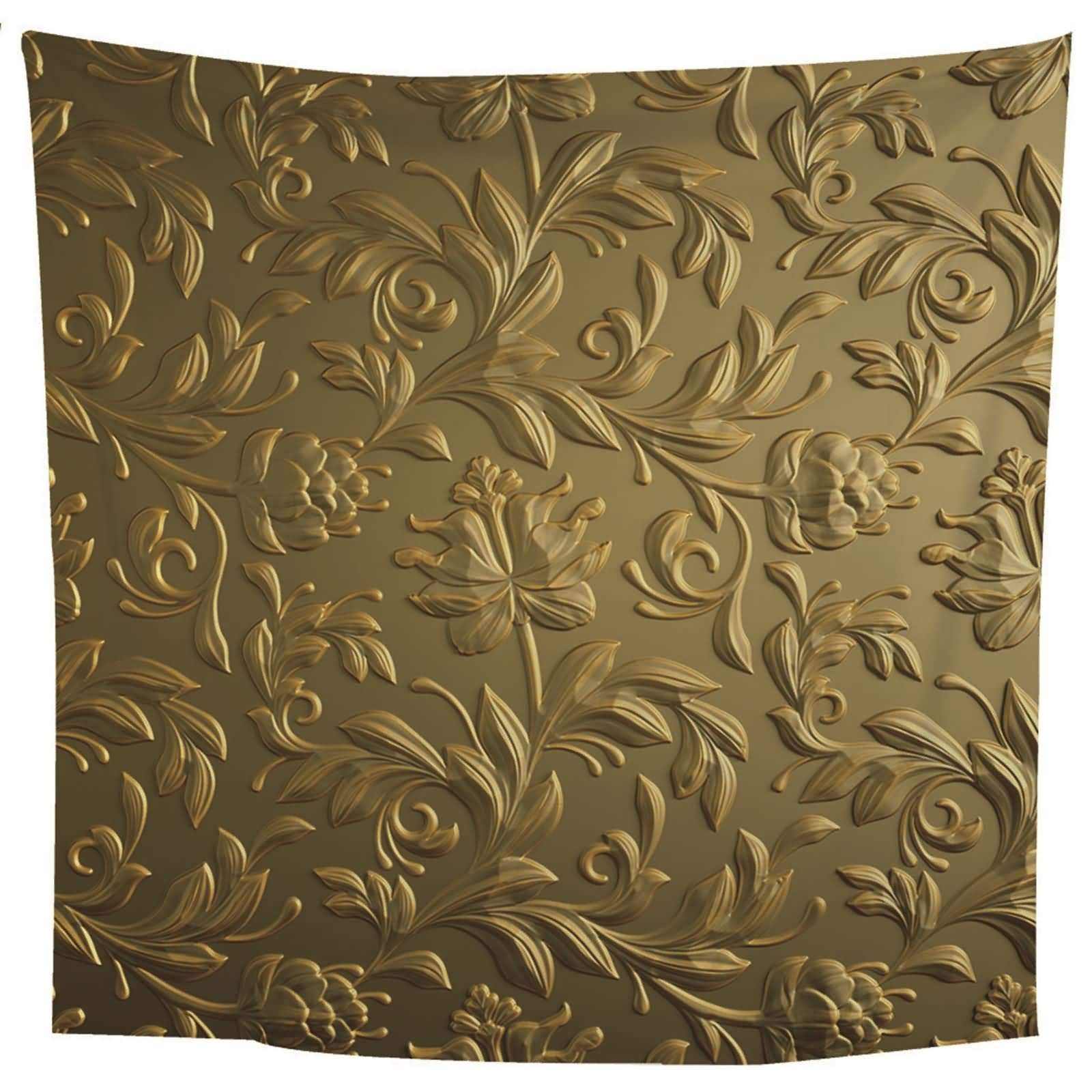 Tapisserie murale relief or grand format de style moderne pour decoration salon et chambre