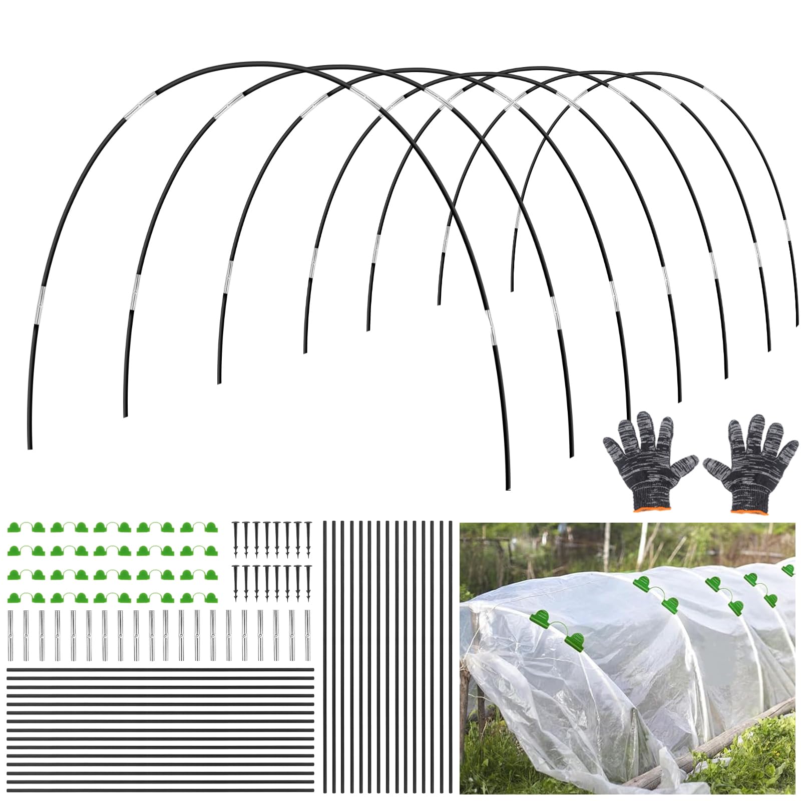 Raxfekro 30 piezas de arcos para túnel de invernadero, arcos de túnel de película para maceta elevada, soportes de túnel de jardín, anillos abovedados de túnel de plantación para proteger contra