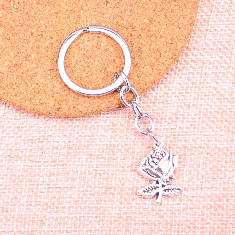 20 Stücke 25 X 17 Mm Blume Rose Anhänger DIY Männer Auto Schlüsselanhänger Ring Halter Schlüsselanhänger Souvenir Schmuck Geschenk