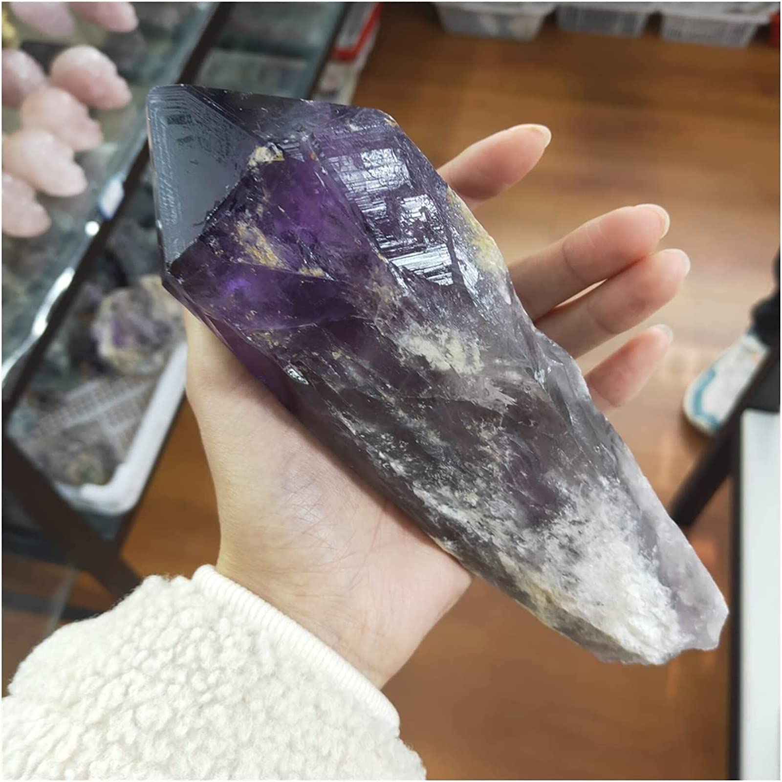 Amethyst Rough Stone Natural Amethyst Purpur Rückgrat Kristallturm Crystal Point Reiky Gemstone Natural Mineral Home Dekoration (Size : 400-500g)
