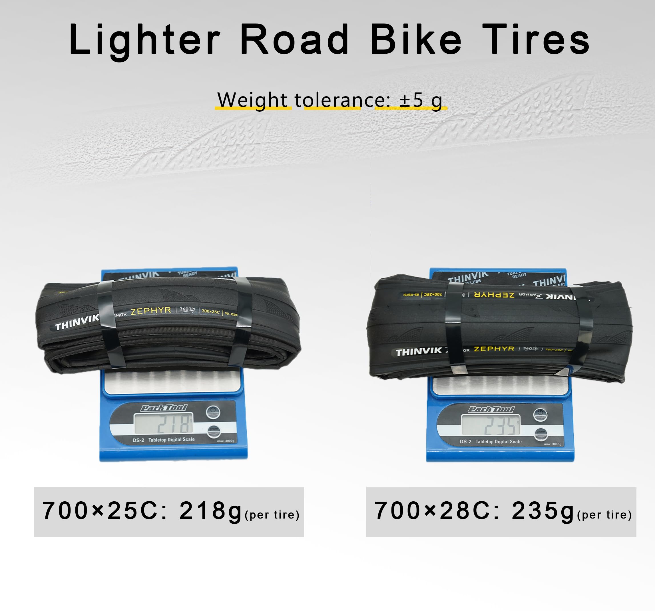 Thinvik Coppia di pneumatici per bicicletta, 700 x 25c/700 x 28c (622-25/28), ultraleggeri 120 TPI a 3 strati, protezione contro le forature, allenamento per bici da corsa, confezione da 2 pezzi + 2
