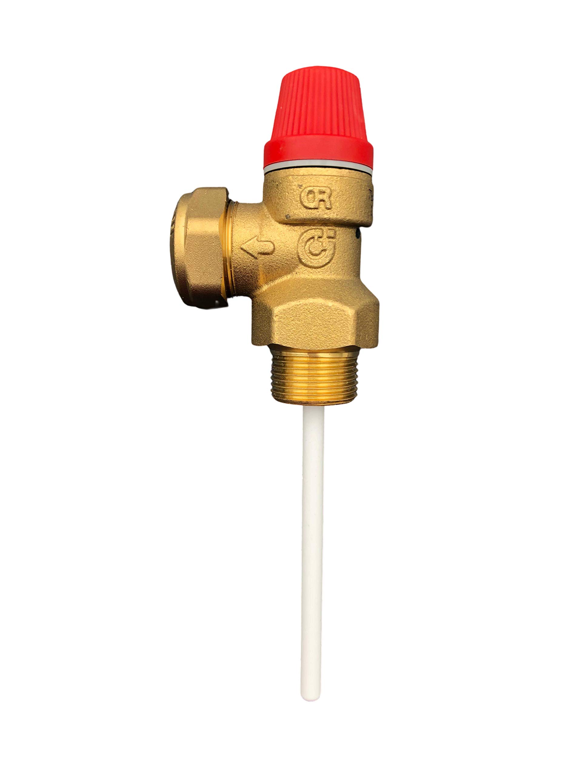 309570 Válvula de seguridad de temperatura de presión 3/4"M x Ø 22 7 bar CALEFFI