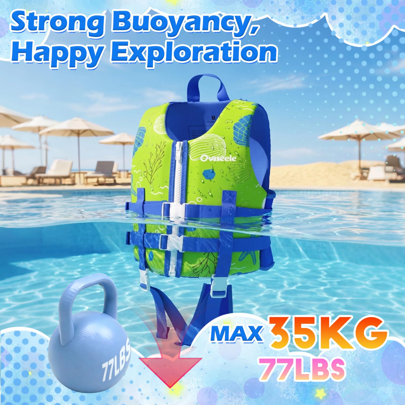 Gilet da Nuoto per Bambini, Giacca Flottante con Cinturino Sicurezza Regolabile 2-9 Anni/15-35Kg, Comfort in Neoprene Morbido, Ausilio Galleggiante Asciugatura Rapida per Piscina e Sport Acquatici