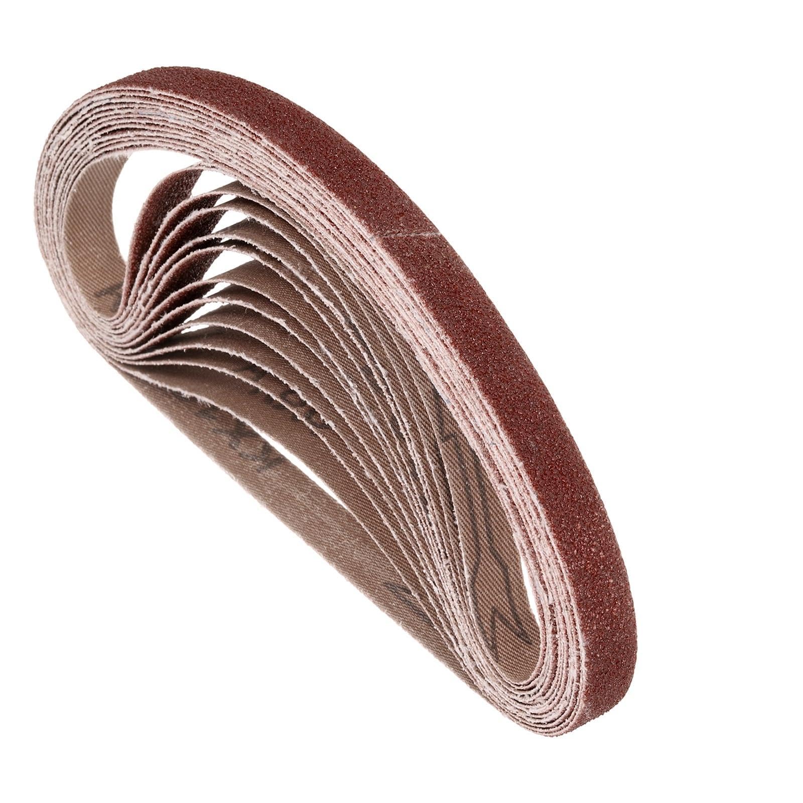 Kozelo 12 Pcs Sanding Belts 25mm x 762mm 80/120/150 Grit Aluminum Oxide Abrasive Sandpaper for Belt Sander Metal Grinding Wood Working Weld Rust Removal