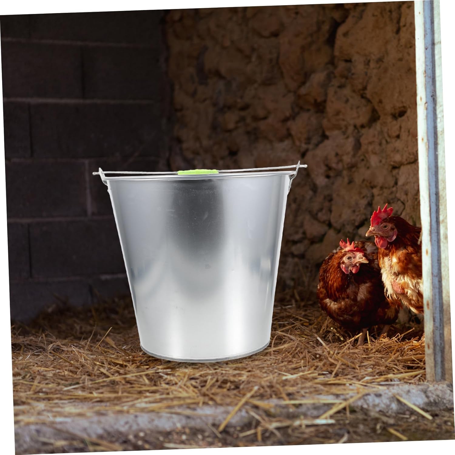 HANABASS Metal Waste Bucket Handle for Poultry Feeding Iron Storage Container for Kitchen Waste Collection for Chicken Farming Equipment
