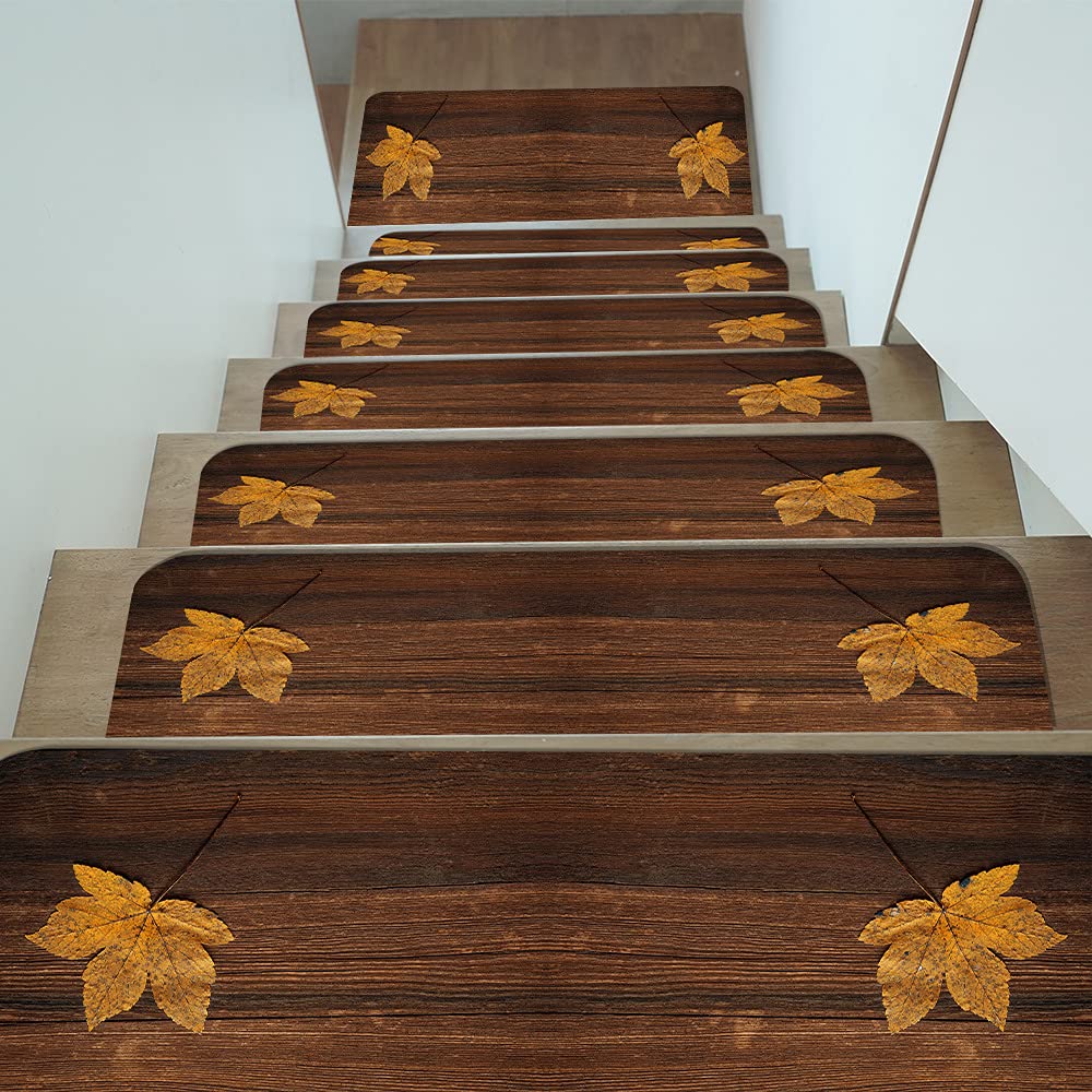Peldaños De Escalera De Alfombra, Impresión De Grano De Madera De Imitación Alfombrillas/Alfombras Lavables A Máquina Antideslizantes Escalera De Paso Alfombrilla De Protección De Escalera I