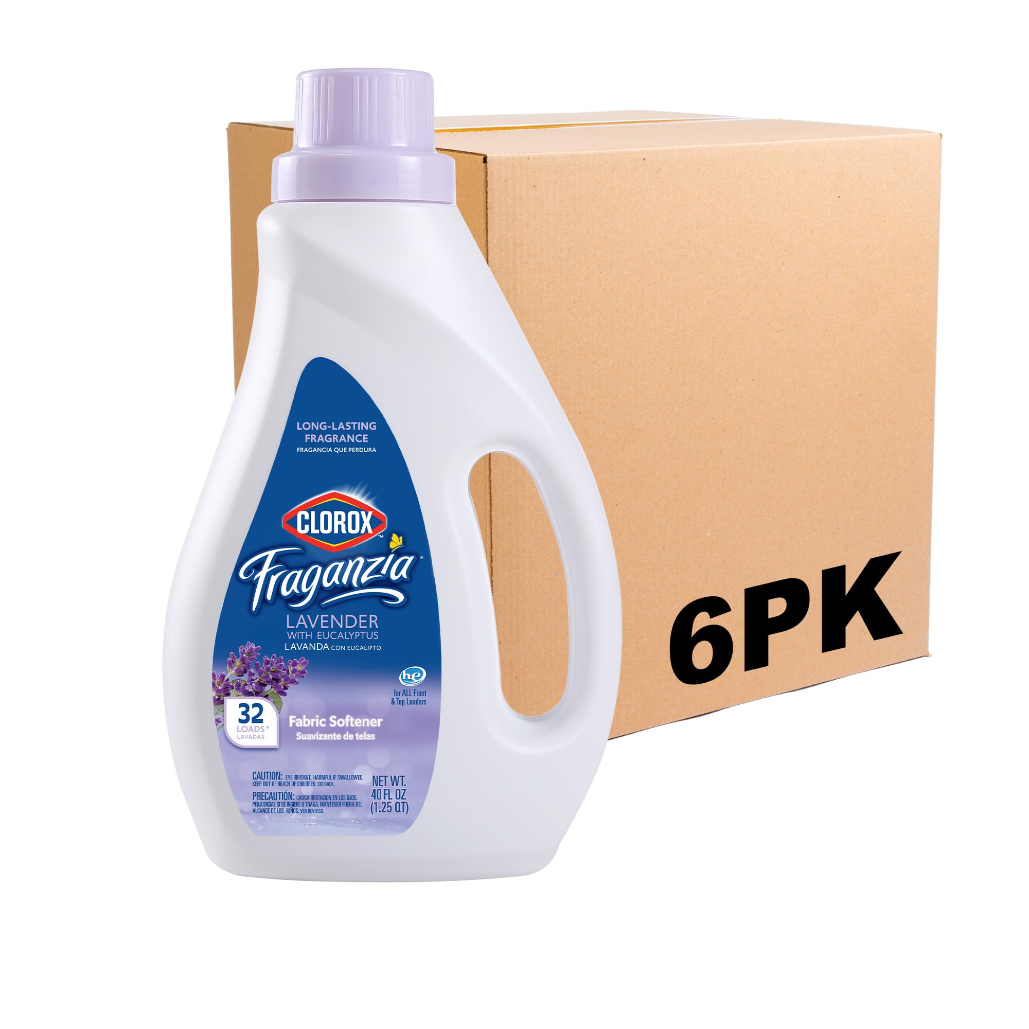 Clorox Fraganzia Liquid Fabric Softener, Lavender Eucalyptus, 40 Oz, 6-Pk