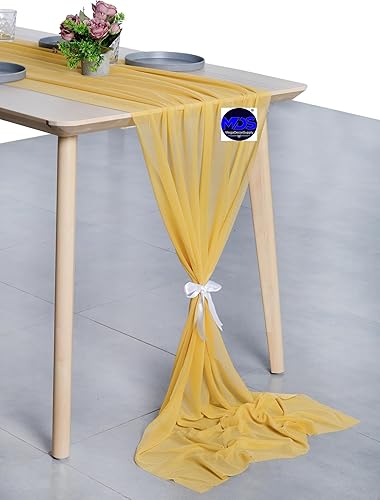 Miniatura 3 de MDS - Paquete de 5 caminos de mesa de gasa transparente de 29 x 120 pulgadas para decoración rústica bohemia de banquete de boda para caminos de
