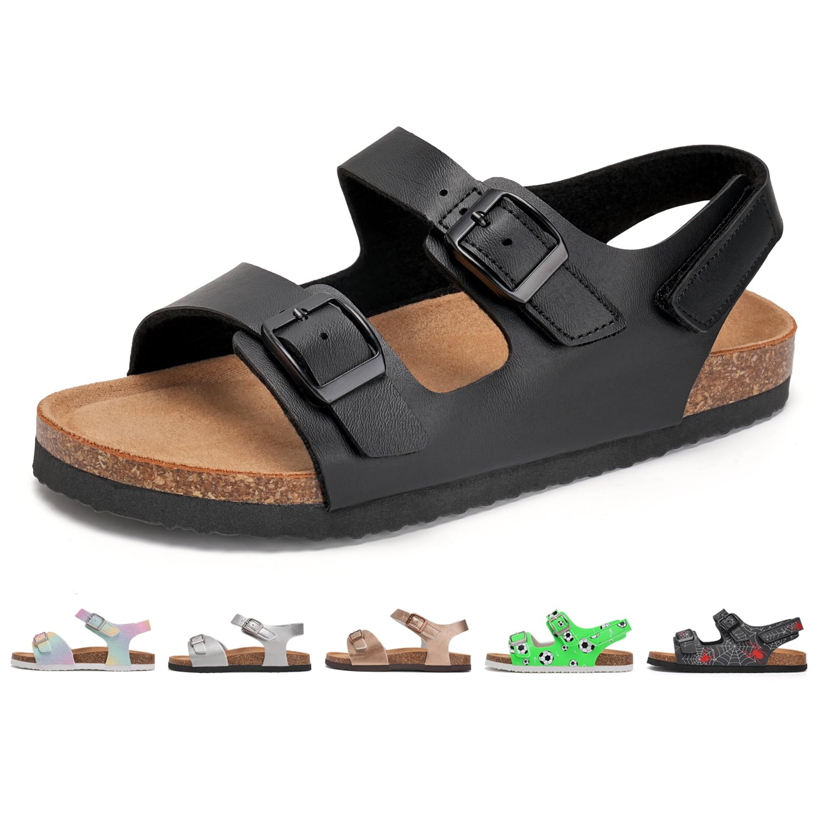 Torotto Sandalen Mädchen Jungen Mit Kork Sandals Kinder Pantoffeln Riemen Verstellbare Schnalle Rutschfeste Mit Klettverschluss Sandaletten für Drinnen und Draußen