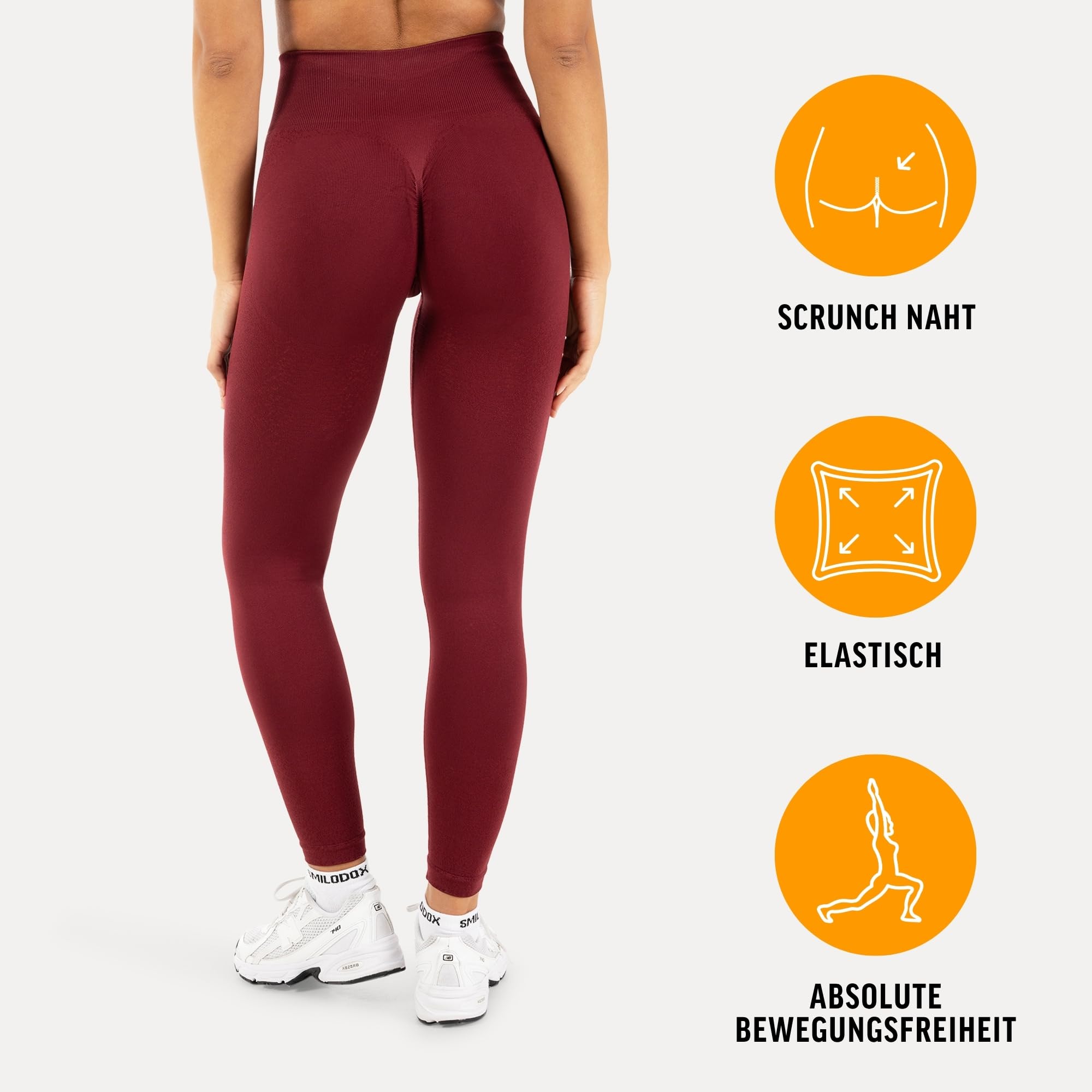 SMILODOX Leggings Damen Timea Scrunch High Waist, Shaped Fit Seamless Sportleggings mit breitem Bund & Seitenstruktur, figurbetonte Gym Leggings, Fitnesshose für Training, Freizeit & Alltag
