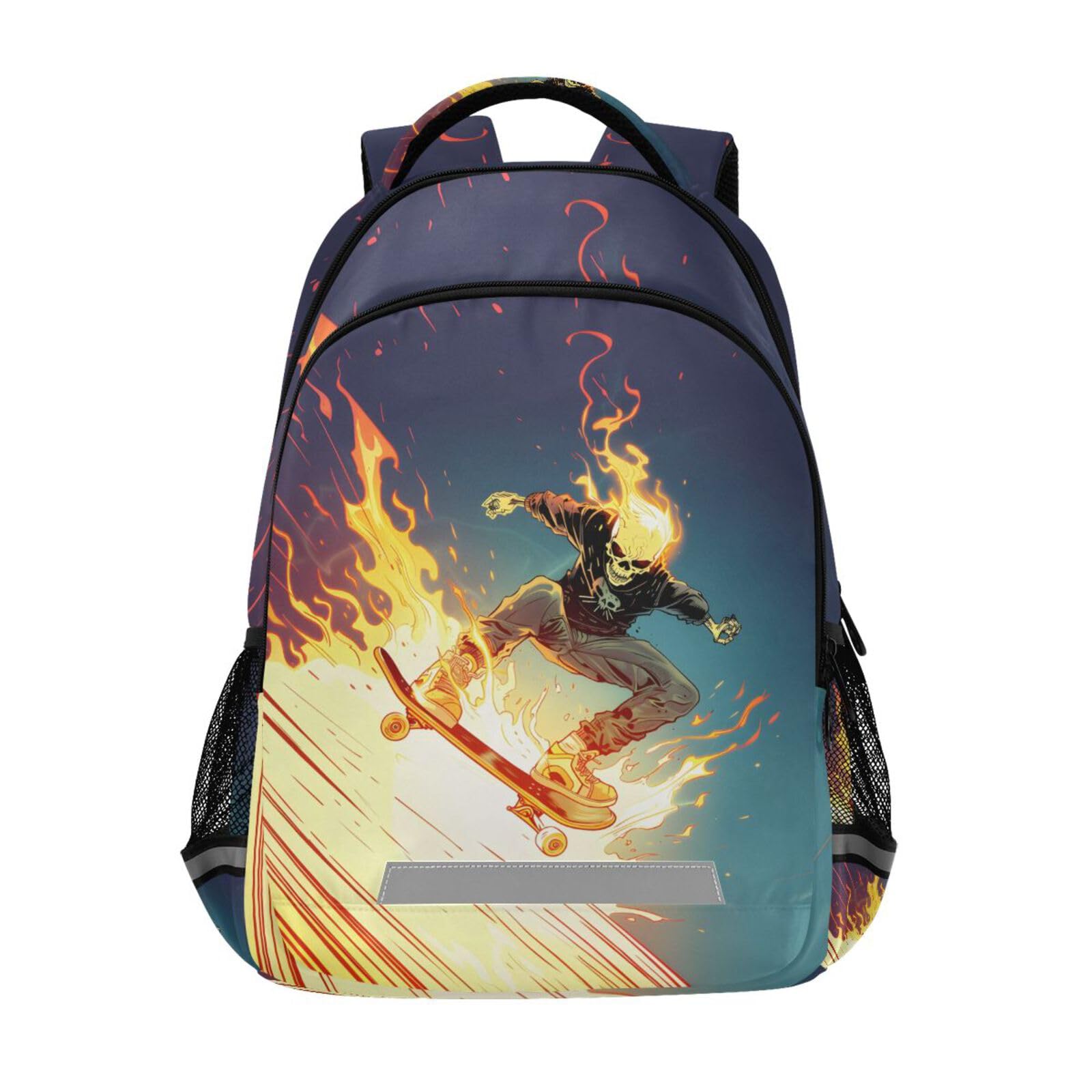 JIPONI Skull Cool Rider Backpack For Girls Boys School Kids Bookbag Travel Laptop Backpack Purse Daypack With Chest Strap