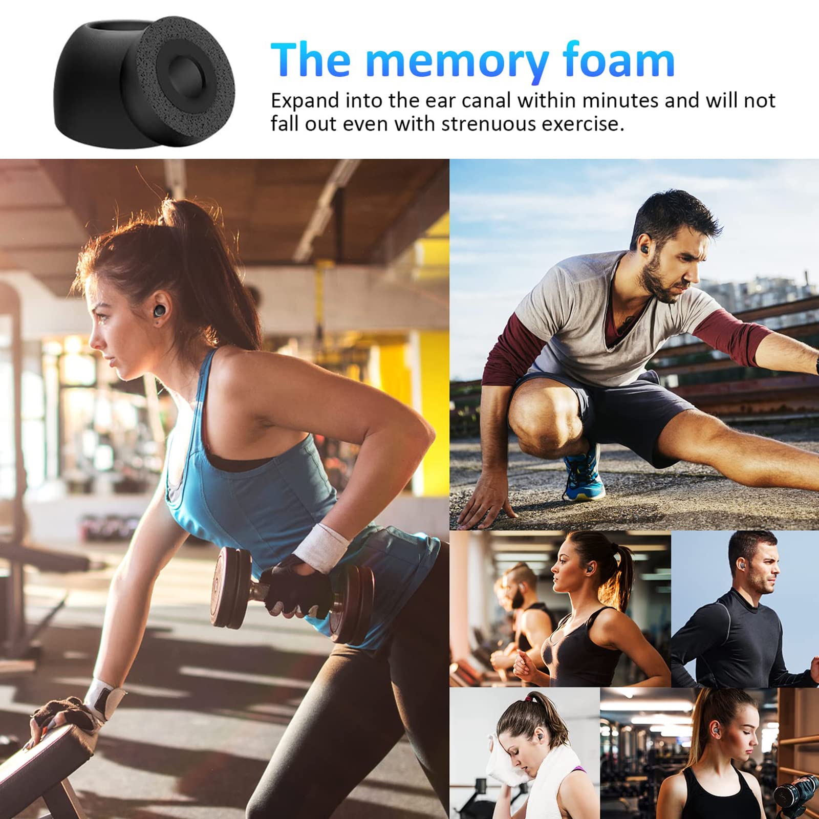 3 pary nakładek na uszy z pianki memory, kompatybilne z Samsung Galaxy Buds 2 Pro, silikonowe zatyczki do uszu, izolacja akustyczna, antypoślizgowe, rozmiary S/M/L, czarne