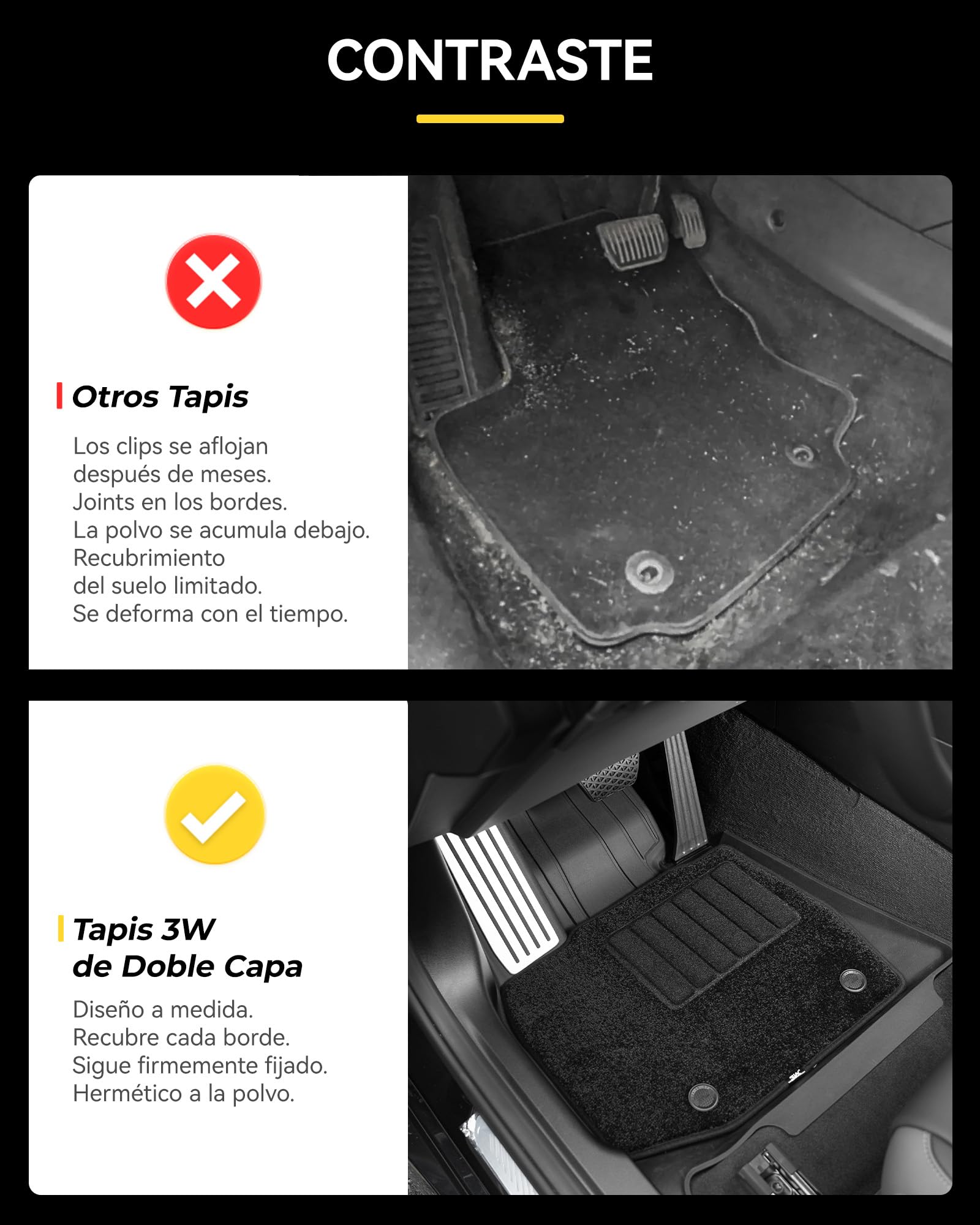 3W para BMW X3 G45 2025-2026 Alfombras de suelo con pedales de metal y alfombras y alfombrilla del maletero y protección lumbar para el segundo asiento, para todo el año y resistentes al clima Juego