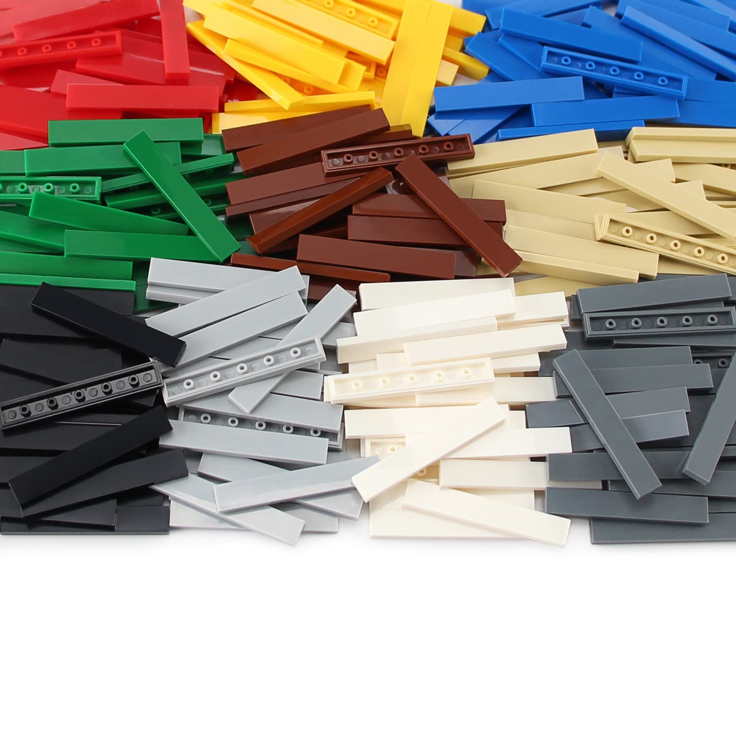 1×6 Tile ×280 Parts and Pieces Flat Bricks, Multicolored Bulk Building Blocks for Smooth Surface Wall Floor, Toy Accessories Compatible with Major Brands 6636