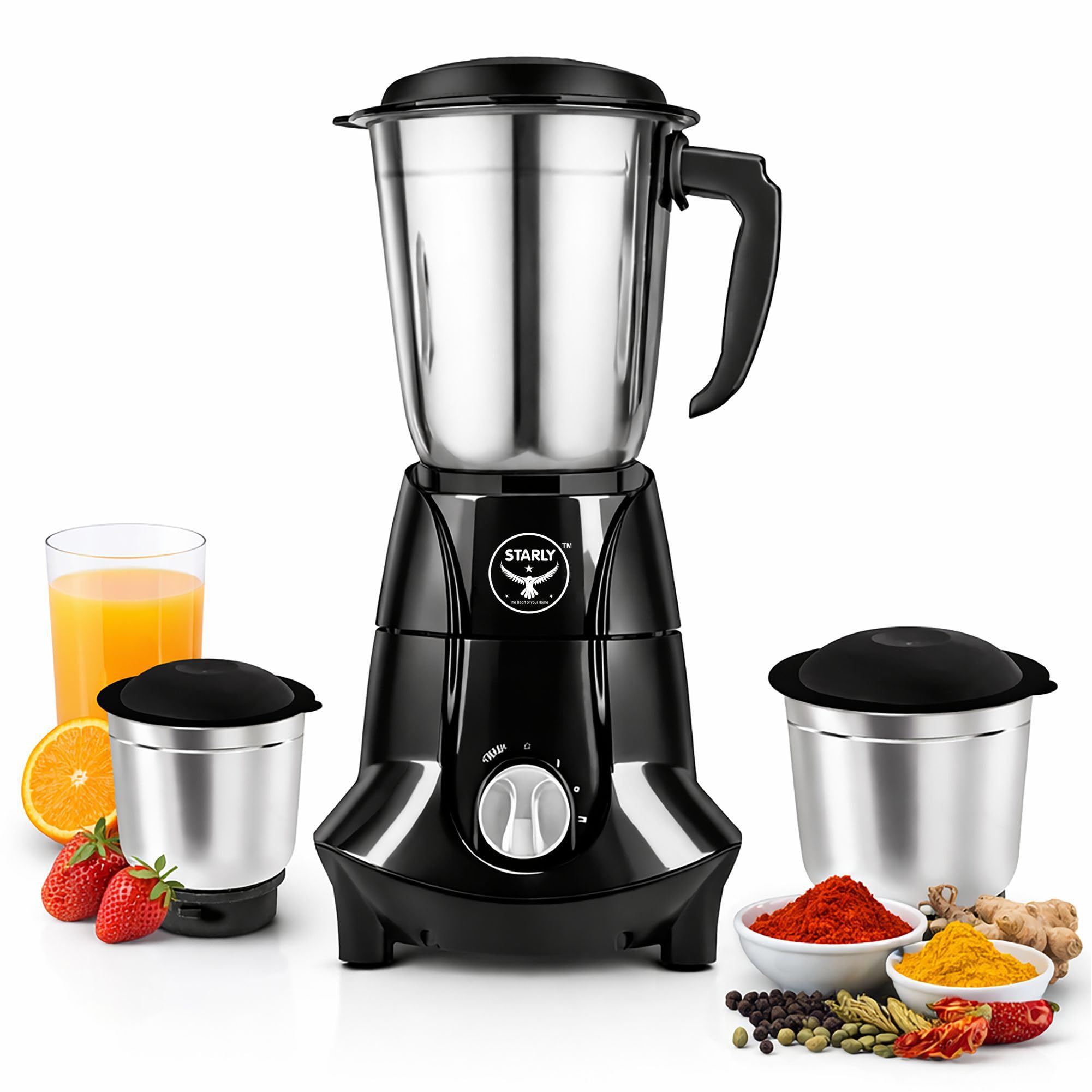 Starly BlackBolt 550 Watt Mixer Grinder with 3 Jars | Sharp SS Blades | Durable ABS Body | Heavy-Duty Motor with Overload Protection | 2-Year Warranty (Black)-image-18