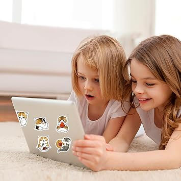 100PCS Cute Cat Stickers, Waterproof Vinyl Sticker for Laptops, Kindle, Water Bottles, Scrapbooks, and Phones, Perfect Aesthetic Sticker for Adults, Teens, Girls, Boys, and Lovers (Cat Stickers)