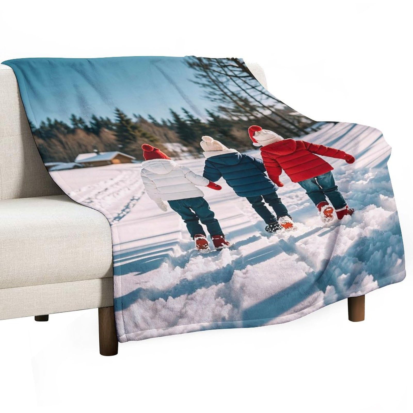Couverture neige en flanelle 150x200 pour canapé et soirées cocooning en famille