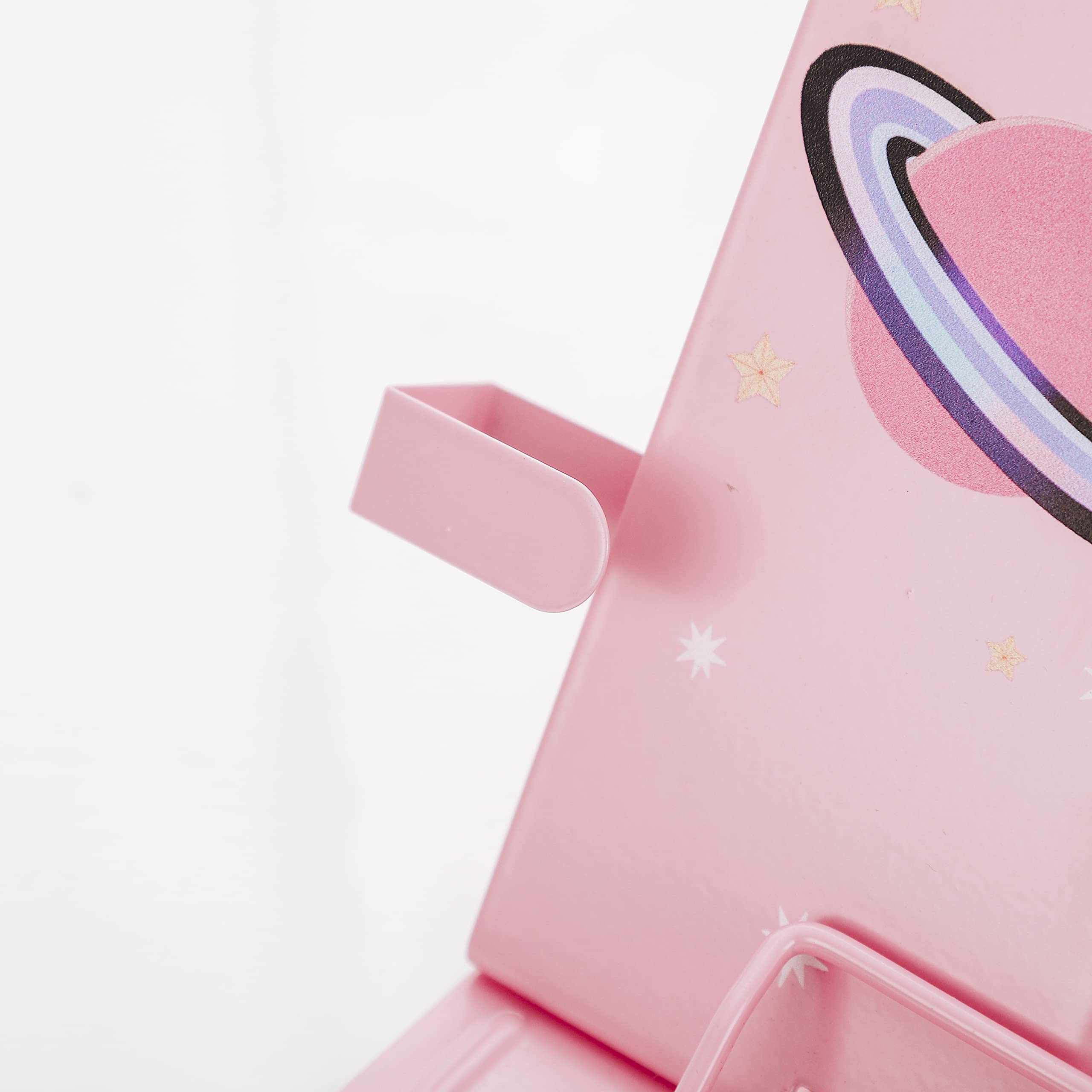 CLUEMART Printed Book Stand Holder Rocket - Portable Metal Desktop Adjustable Foldable Cookbook Holder,Recipe Book Holder,Textbook Stand,Book Stands & Holders for Reading (Light Pink) 2