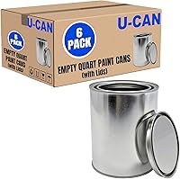 LAUCO 32oz Empty Metal Paint Cans with Lids - 6 Pack Bulk Tin Steel Cans for DIY Crafts Resin Adhesives Storage