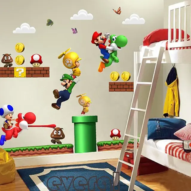 Super Mario Cartoon Wall Stickers for Kids Room Décor