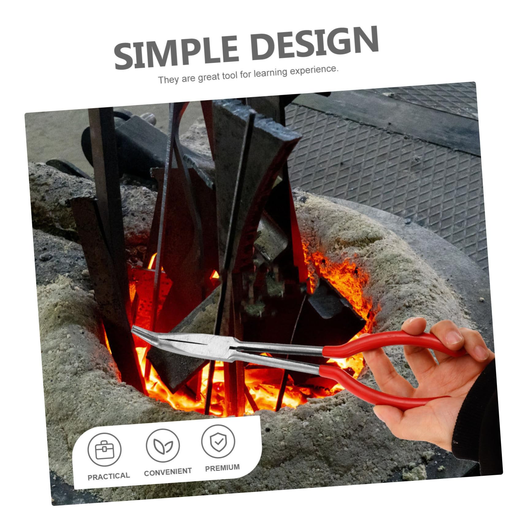 VILLCASE 5pezzi Pinza per Melting Furnace con Manico Strumento per Raffinazione Metalli Ottima per Oro e Compatibile con Becher e Provette