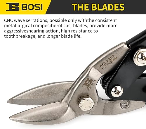 Miniatura 20 de Tijeras de hojalata de aviación de 10 pulgadas, corte derecho, cortador de chapa de alta resistencia, tijeras de corte de chapa de metal de acero al