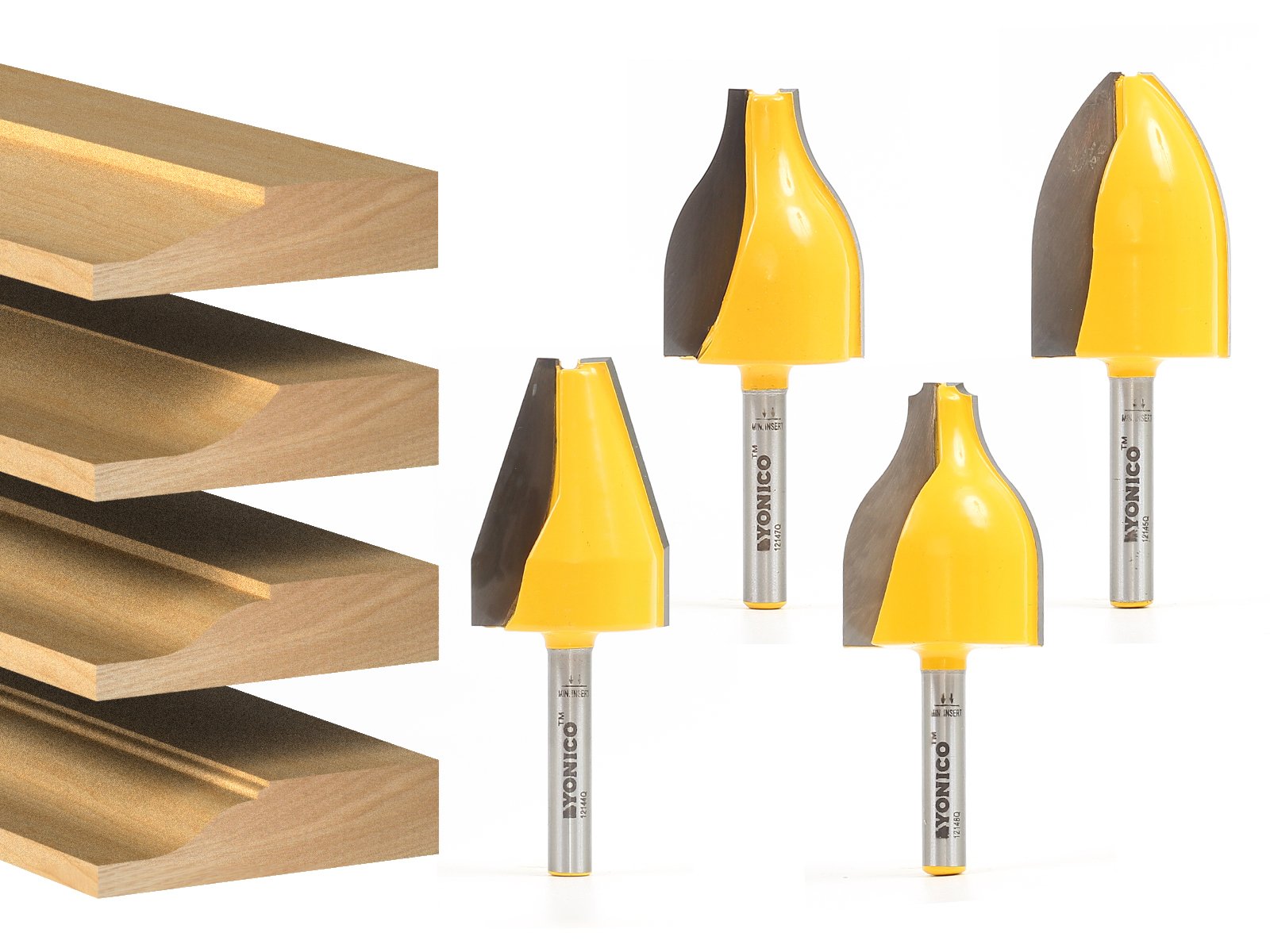 Yonico Grain 12404Q 4 Bit Vertical Raised Panel Router Bit Set 1/4" Shank