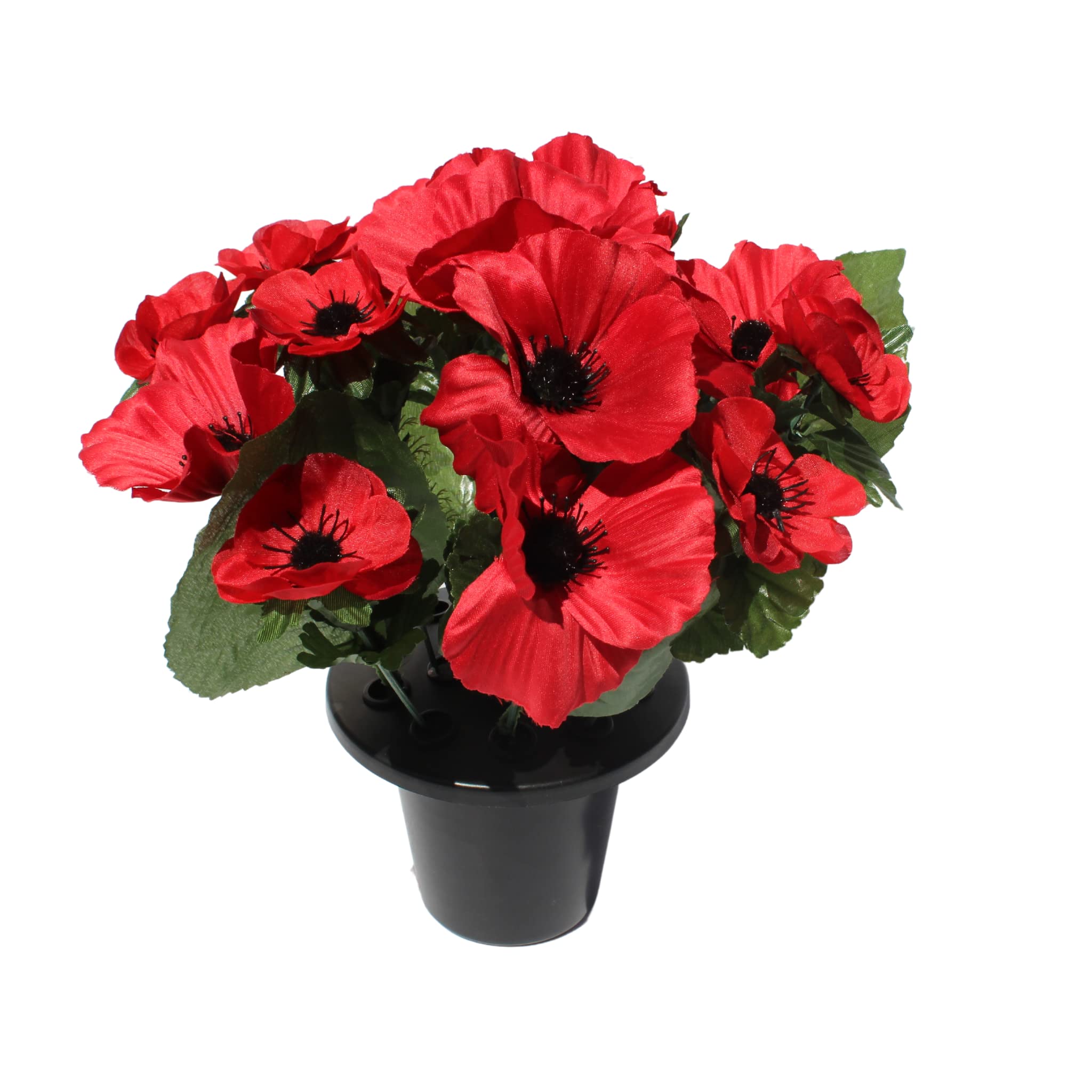 Uk-Gardens Red Artificial Poppy Grave Pot 30Cm - Poppy Flower Arrangement - Memorial Arrangement - Grave Pot Flower Arrangement