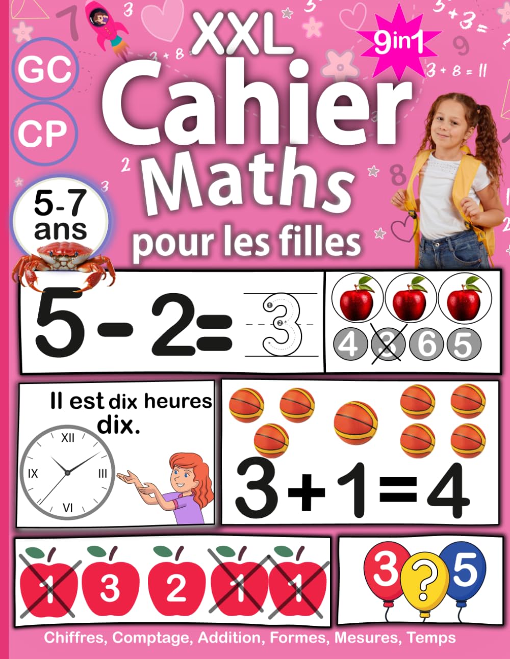 Maths GS CP: Apprendre les Chiffres, Addition, Soustraction, Multiplication, Formes et Mesures avec Jeux et Activités Amusantes